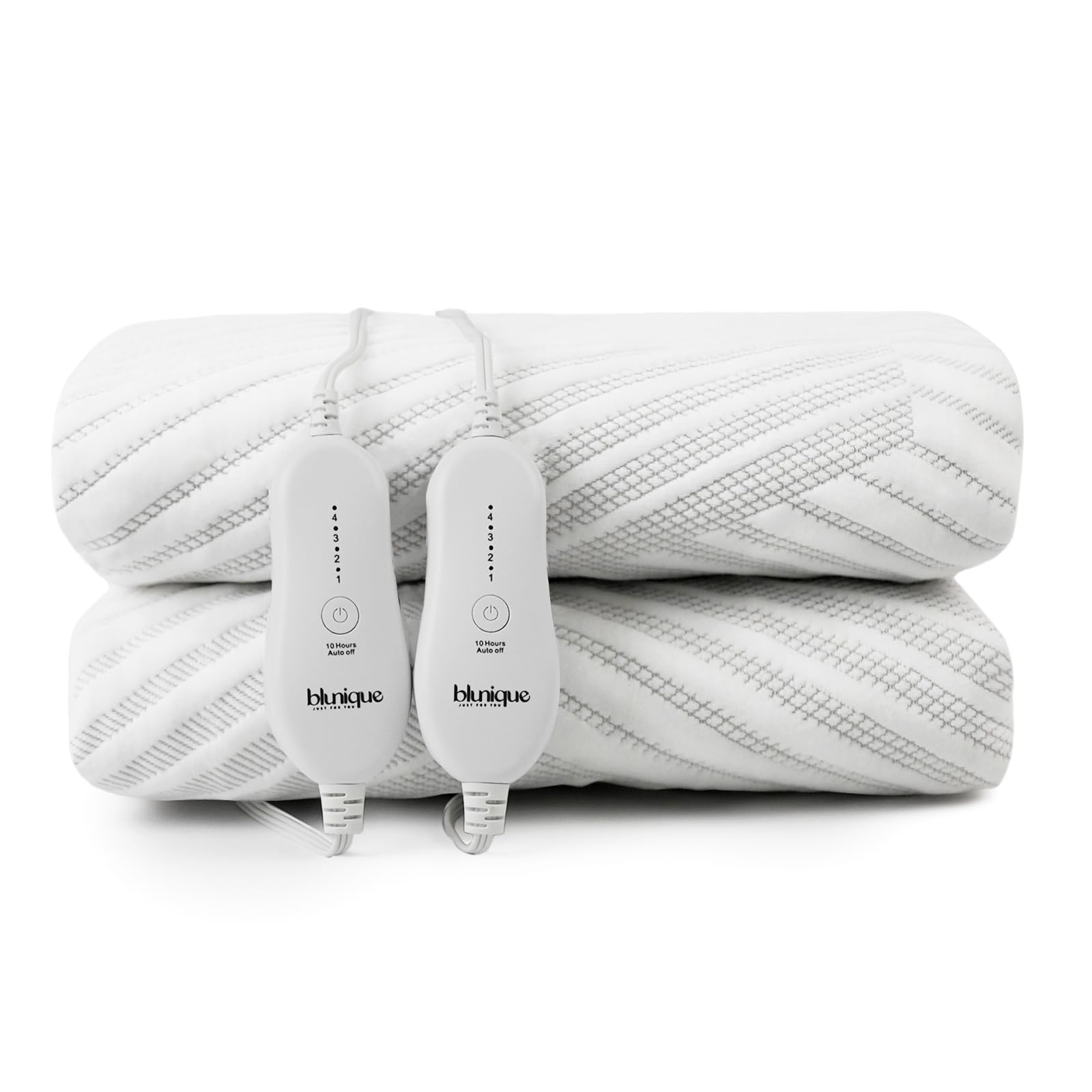 Electric Heated Mattress Pad Queen Size - Dual Control Bed Warmer with Deep Pocket & Side Storage Pouch | 3D Air Layer Fabric | 60
