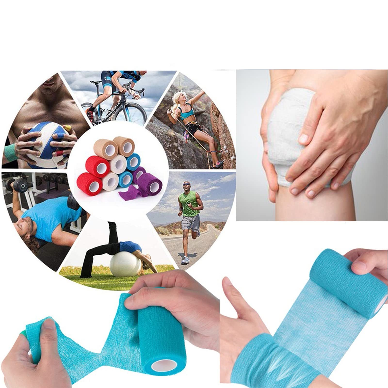 Elastic Therapeutic Kinesiology Tape - Breathable Sports Wrap for Muscle Support & Pain Relief - Stretchable Athletic Bandage for Injury Recovery & Joint Stability - Ideal for Athletes, Runners & Post-Workout Recovery