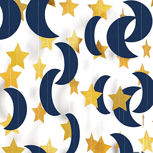 Navy Blue Gold Moon Star