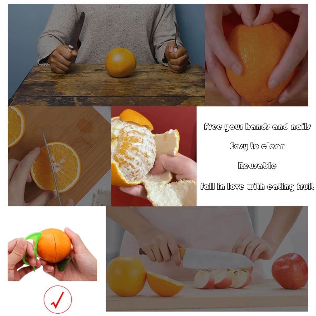 Yolinga 5Pcs Orange Peeler Set - Citrus, Lemon, Fruit & Vegetable Slicer Cutter - Durable Kitchen Gadgets & Accessories for Effortless Peeling and Slicing - Perfect for Home Cooking and Meal Prep