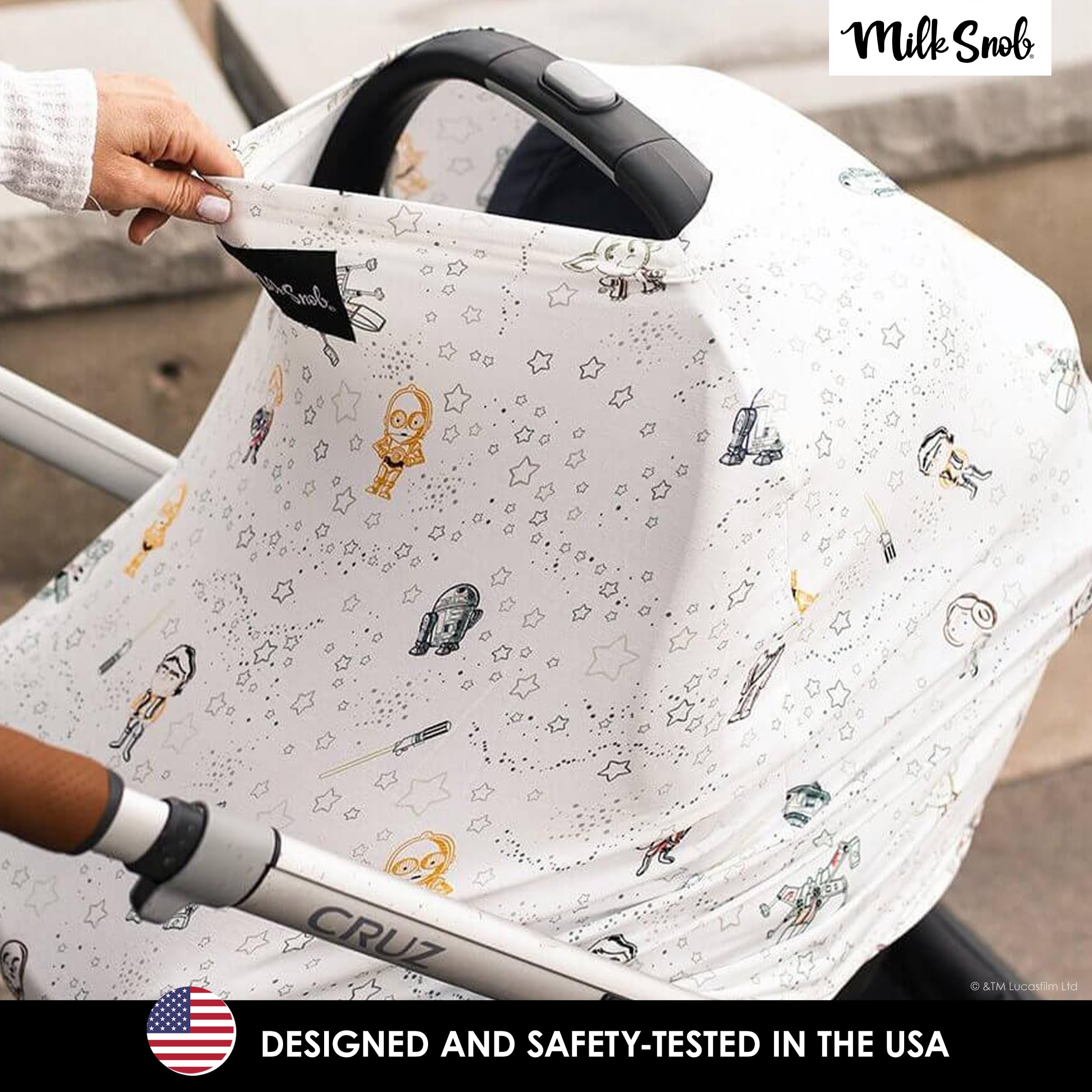 Star Wars 5-in-1 Baby Cover by Milk Snob - Little Galaxy Print for Breastfeeding Privacy, Car Seat, Stroller, High Chair & Shopping Cart - Newborn Essentials & Nursing Accessory - Perfect for Travel, Outings & Daily Baby Care