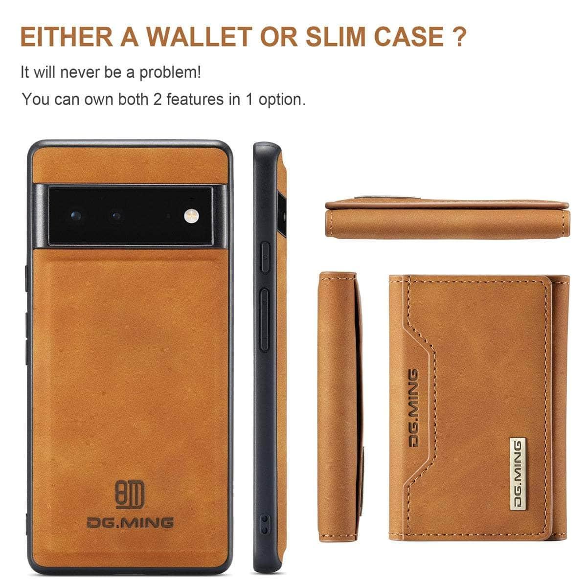 2 in 1 Detachable Pixel 6 Card Pocket Wallet - Slim RFID Blocking Phone Case with Card Holder - Perfect for Travel, Work & Everyday Use
