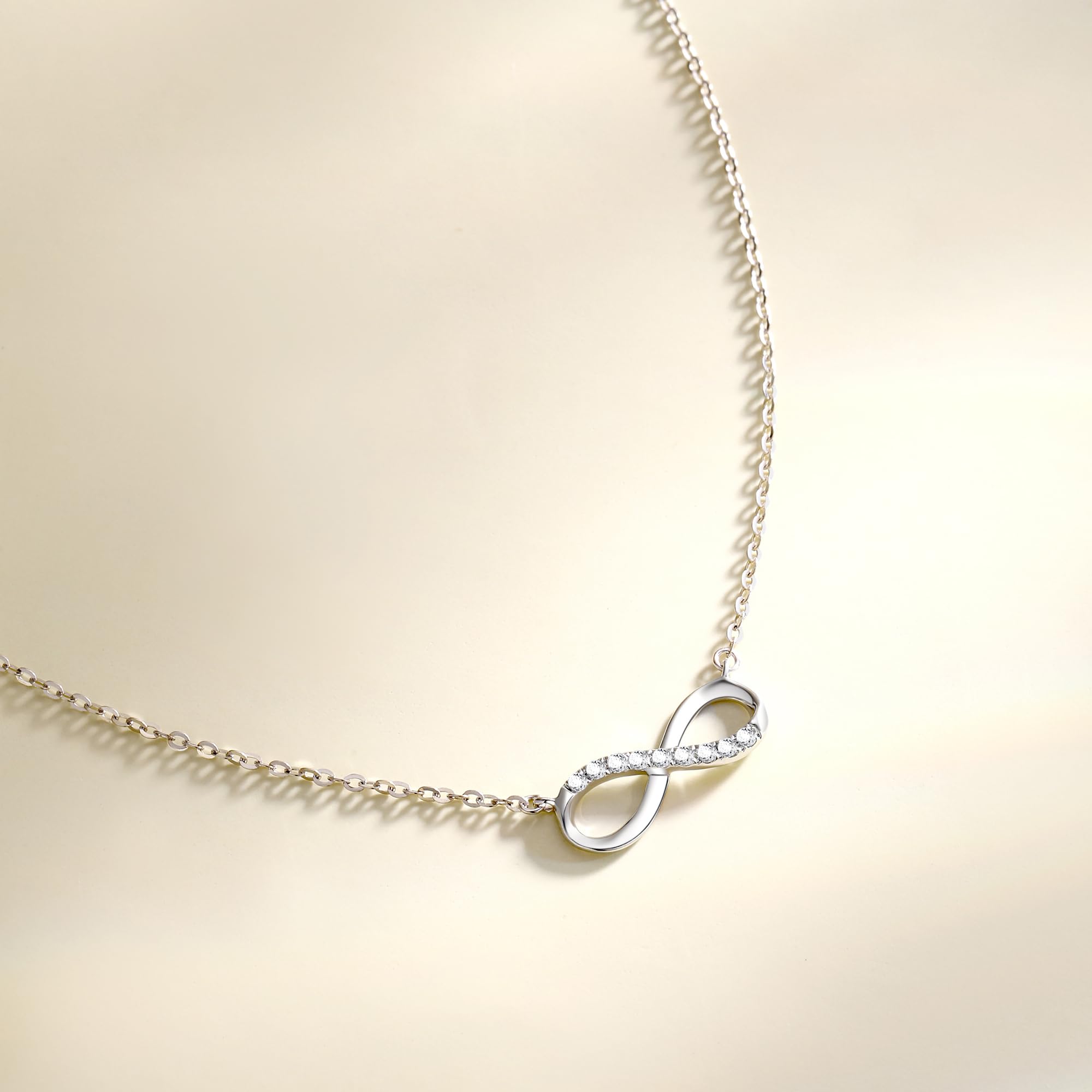 14K Solid Gold Infinity Diamond Pendant Necklace - 0.072cttw I-J SI2 Clarity, 16