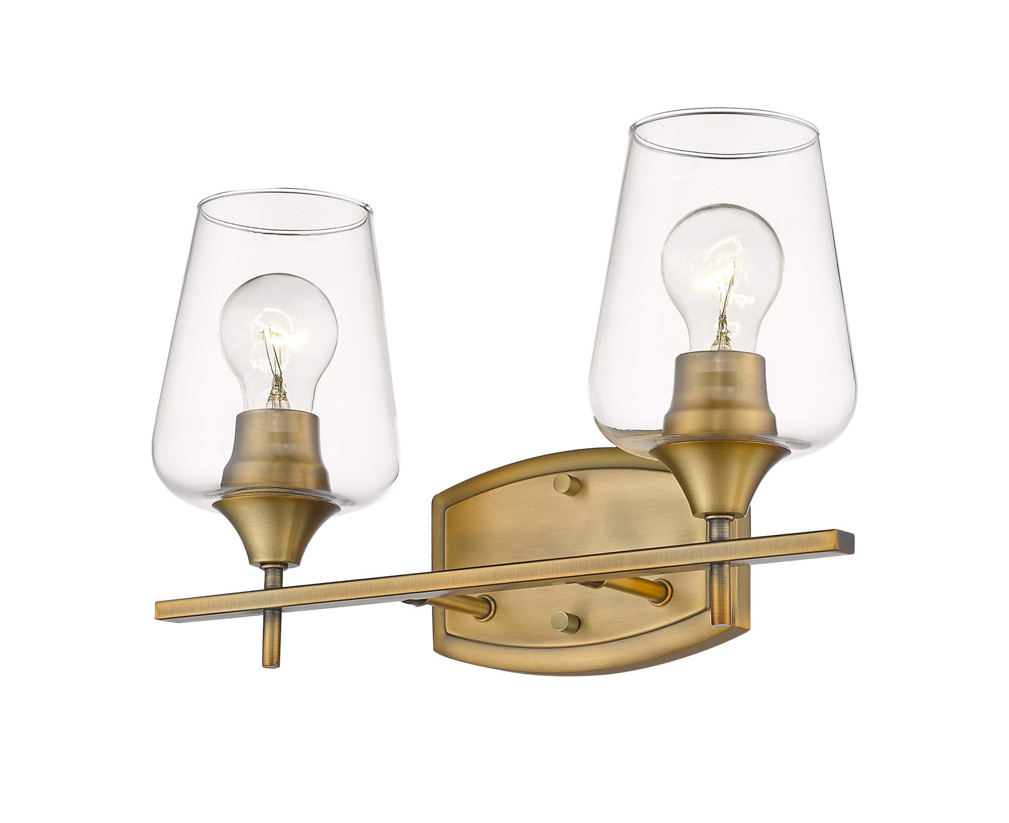 Z-Lite 2-Light Bathroom Vanity Fixture 473-2V-OBR with Clear Glass Shades - Perfect for Modern Bathroom Lighting and Makeup Vanity Areas