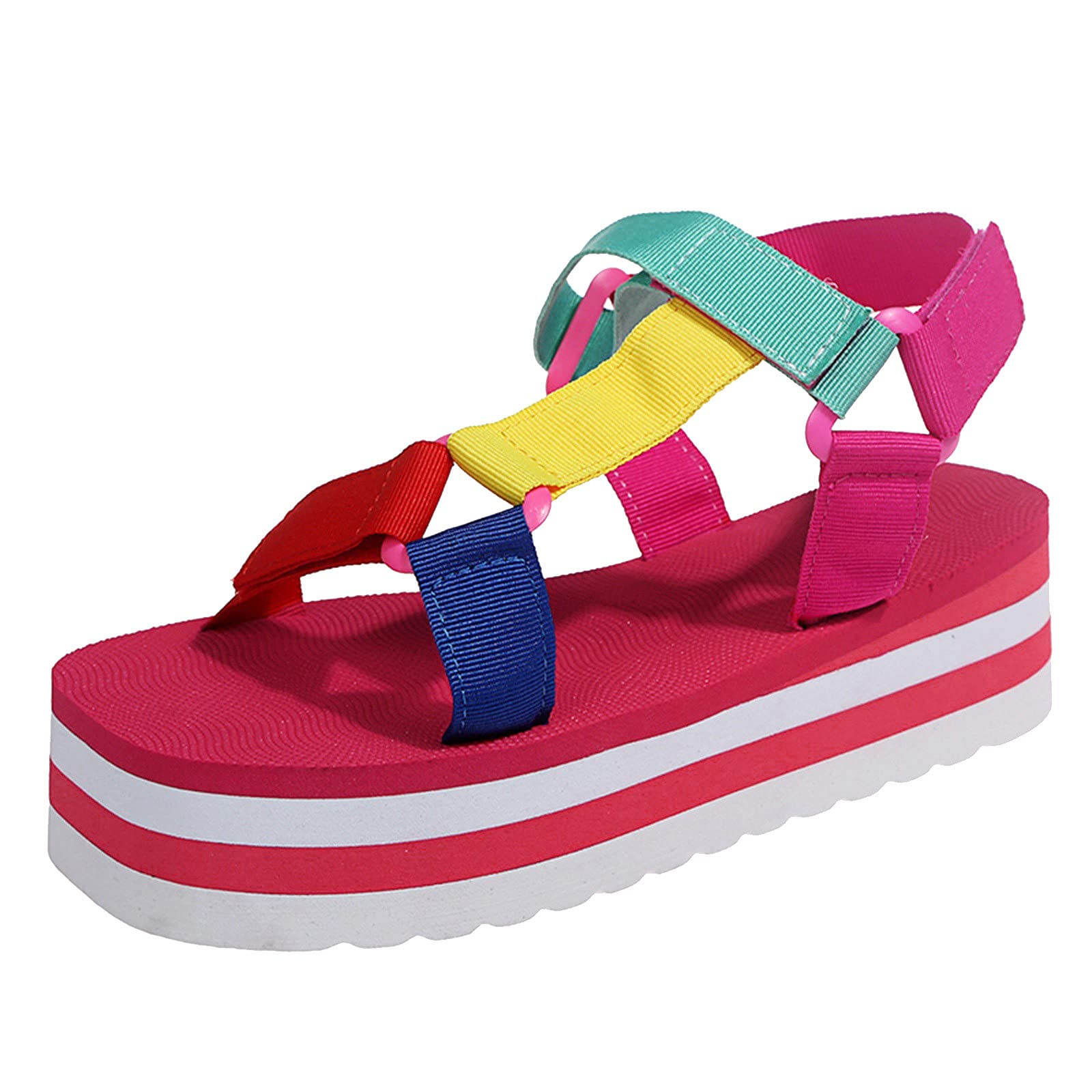 Women's Low Block Heel Sandals - Roman Gladiator Style Open Toe Wedges with Buckle Strap | Comfortable Casual Platform Shoes for Summer Outfits, Beach Vacations & Date Nights