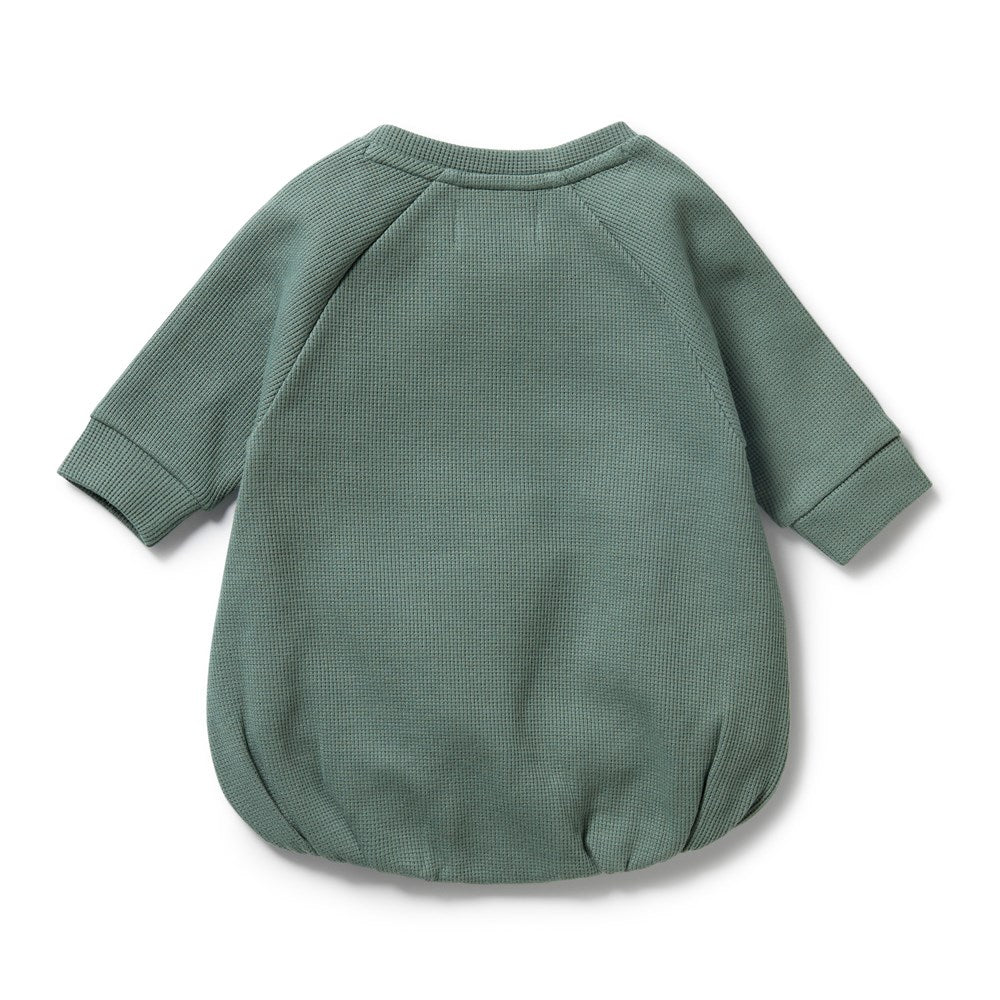 Organic Pine Green Waffle-Knit Baby Bodysuit - Soft Cotton Onesie for Newborns & Infants - Perfect for Playtime, Sleepwear & Photo Shoots