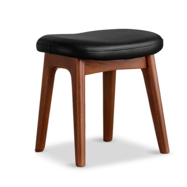 17.3x15.0x17.1 inches / 44x38x43.5 cm / Natural wood color / Oak makeup stool soft cover black