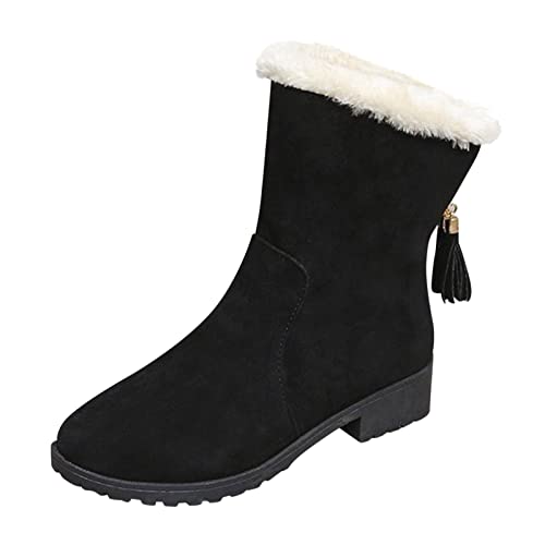 Women's Ankle Short Boots - Thick Sole Winter Snow Boots for Women - Fashion Western Boots Size 11.5 - Perfect for Snowy Days & Casual Outfits