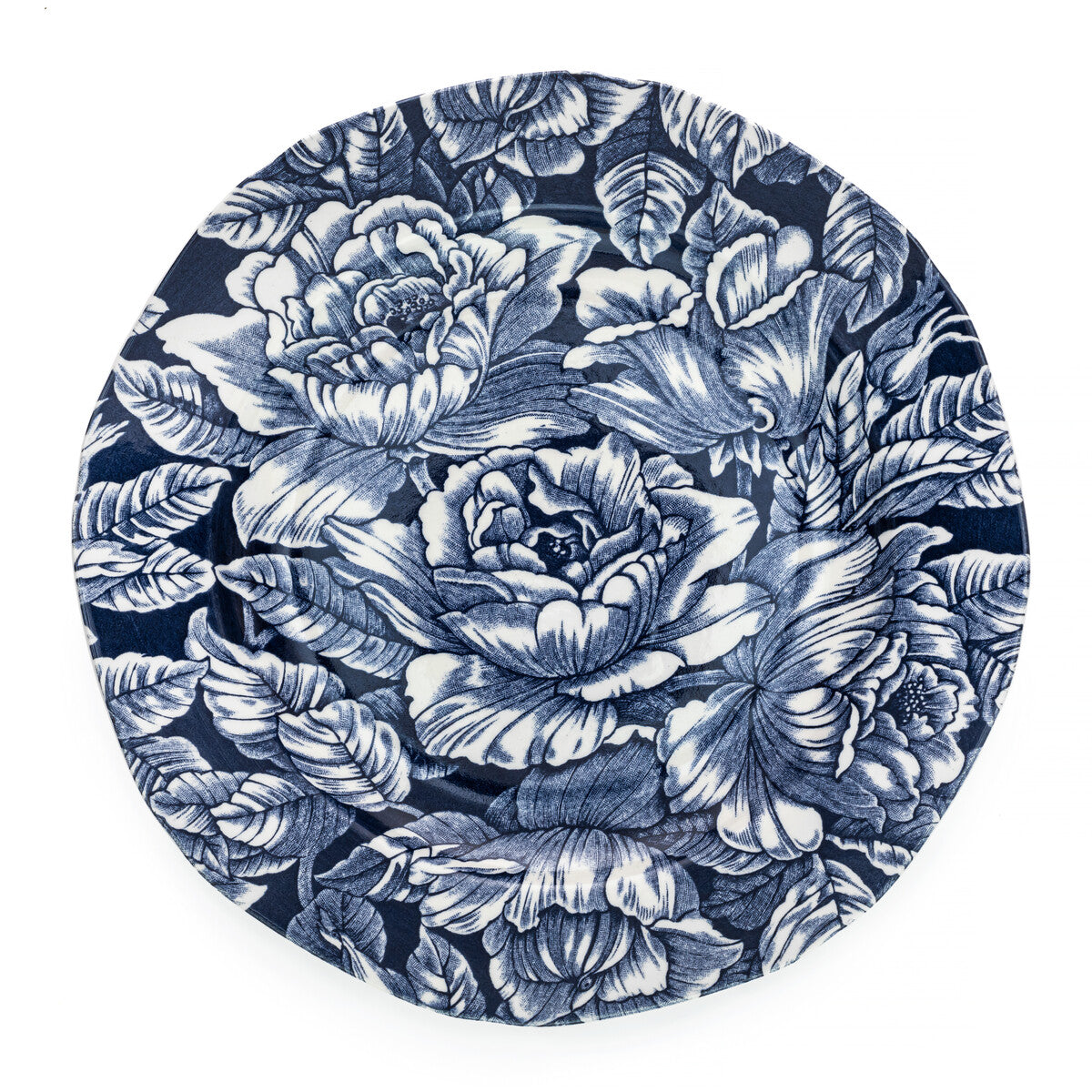Burleigh Ink Blue Hibiscus Dinnerware Set - Elegant Floral Ceramic Plates & Bowls for Dining - Perfect for Home Decor, Wedding Registry & Special Occasions