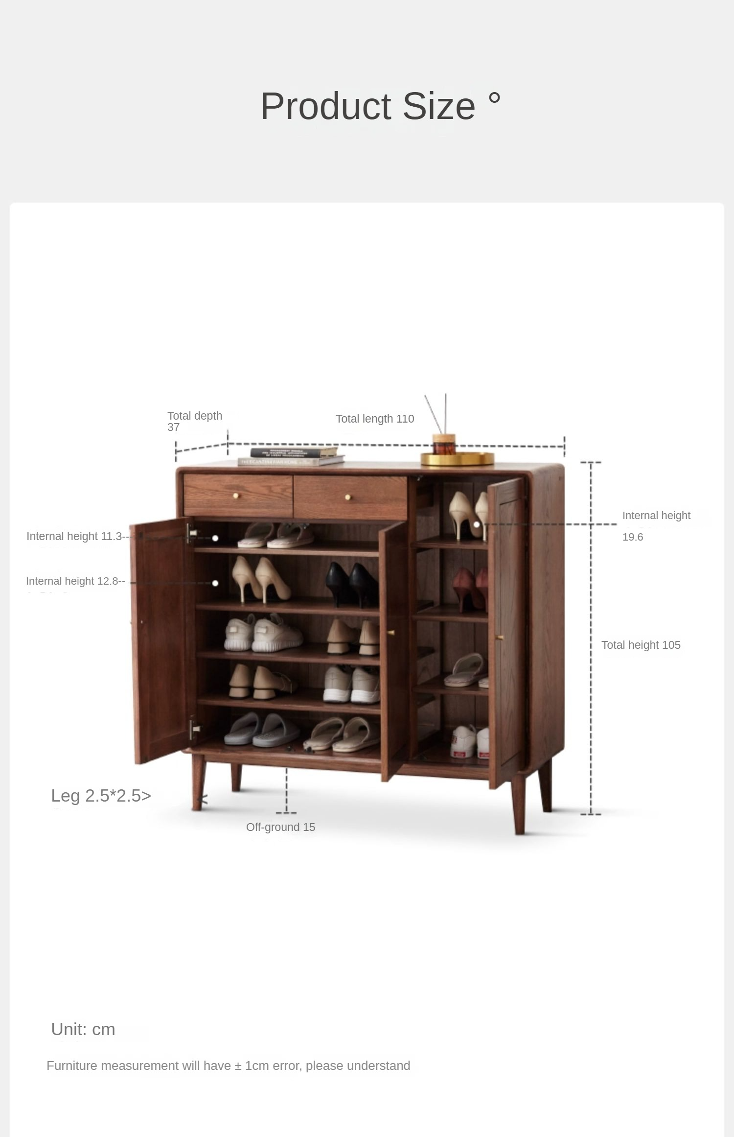 Solid Oak Wood Shoe Storage Cabinet - Modern Entryway Organizer with Ventilation Holes | Perfect for Small Spaces, Hallway, Mudroom & Apartment Entry