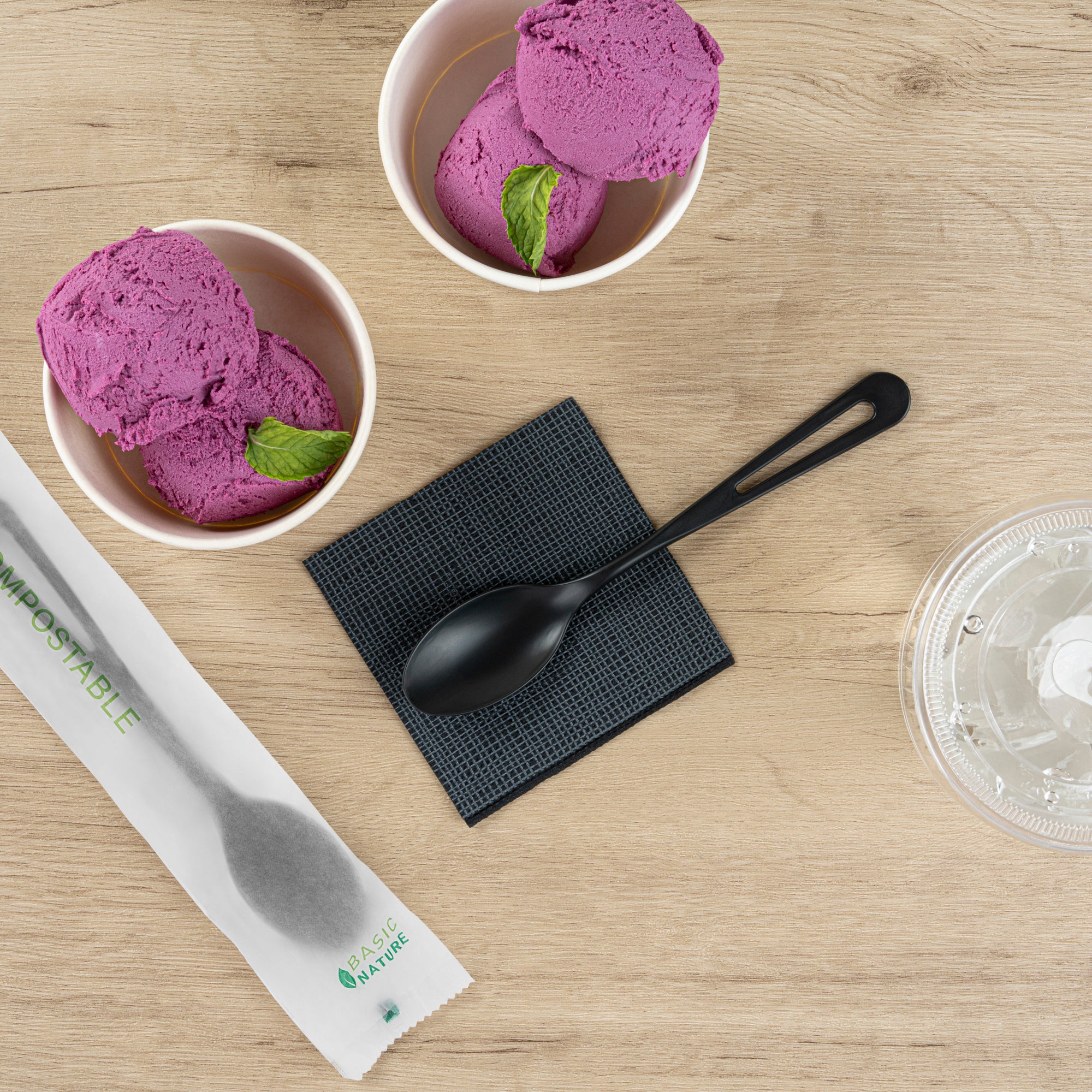 Eco-Friendly Black CPLA Plastic Spoons - Compostable, Heat Resistant (7.5