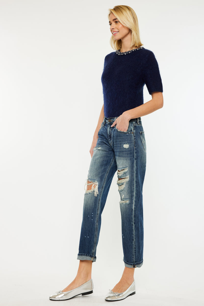 Charlize Mid Rise Boyfriend Jeans for Women - Comfortable Stretch Denim Pants with Relaxed Fit | Perfect for Casual Wear, Weekend Outfits & Everyday Style