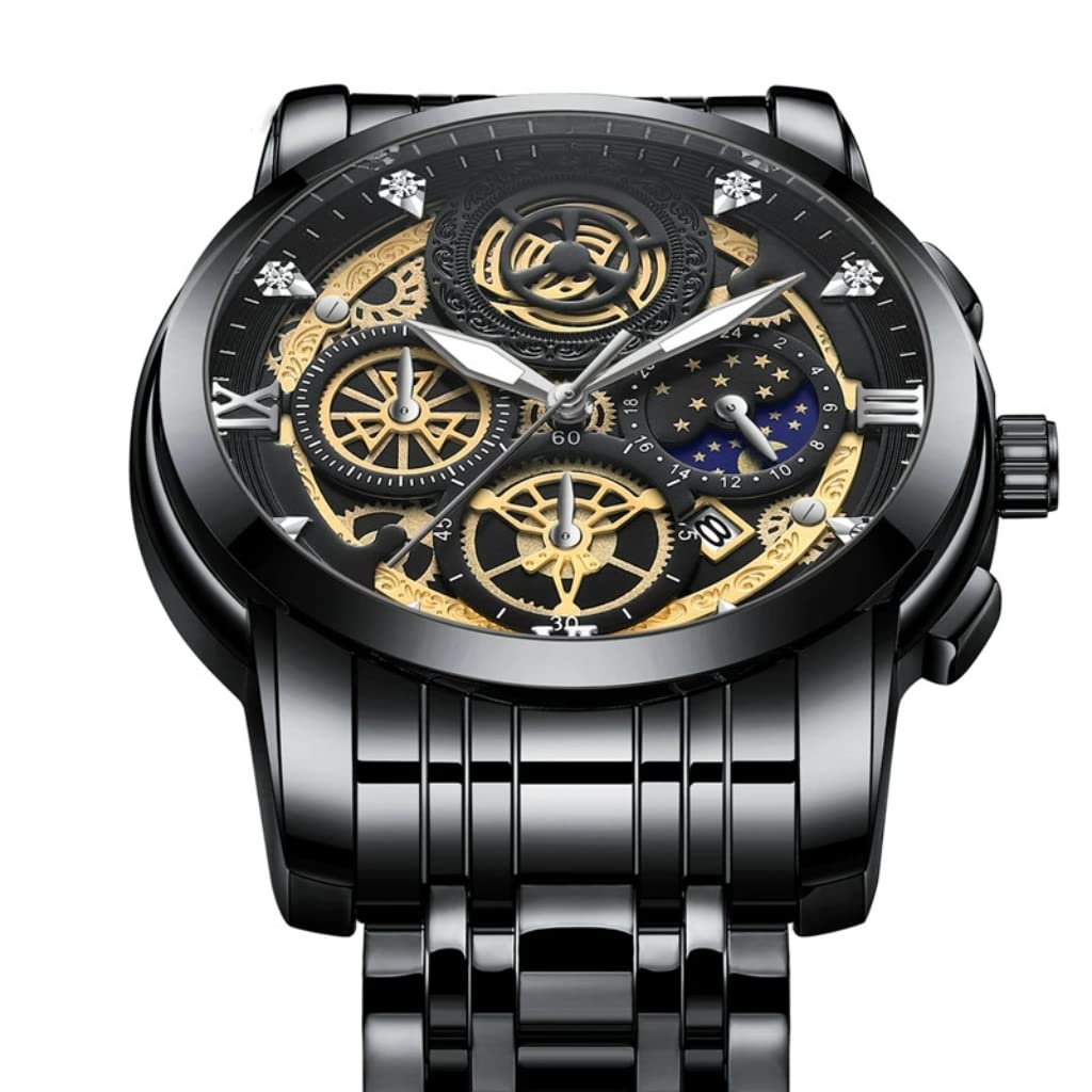 Men's Stainless Steel Waterproof Watch - Analog Quartz Wristwatch with Date Display for Casual & Business | Durable Fashion Watch for Men | Perfect for Office, Travel & Everyday Wear