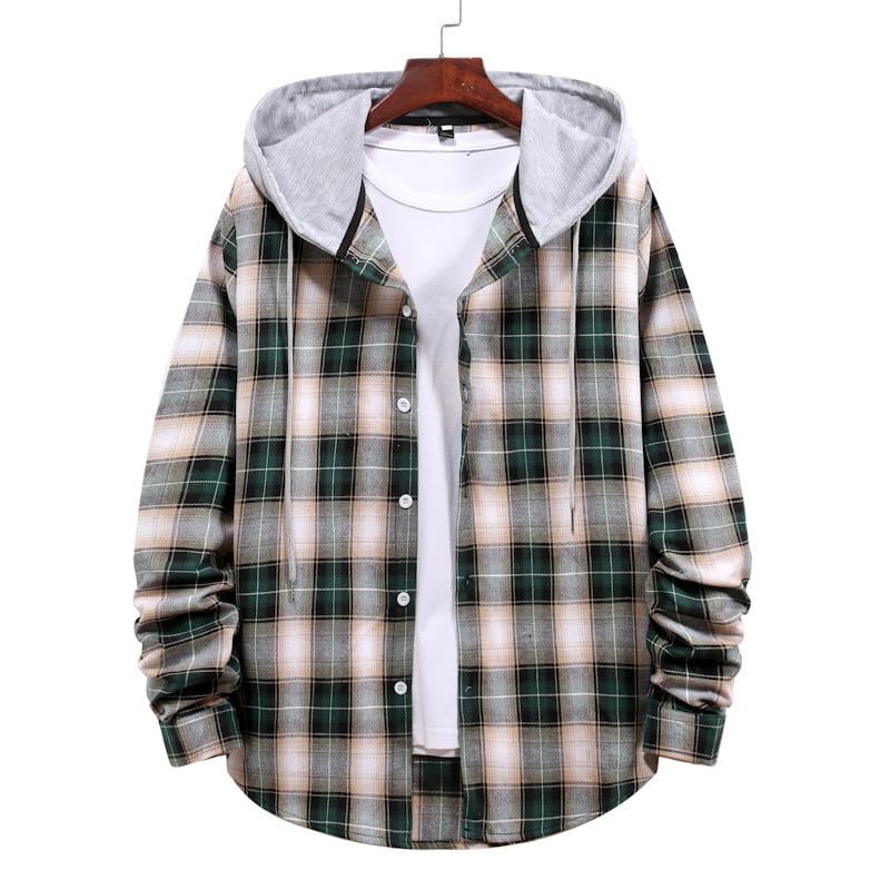 Men's Hooded Flannel Shirt - Soft Plaid Long Sleeve Shirt for Casual Wear & Outdoor Activities - Perfect for Camping, Hiking & Fall Layering