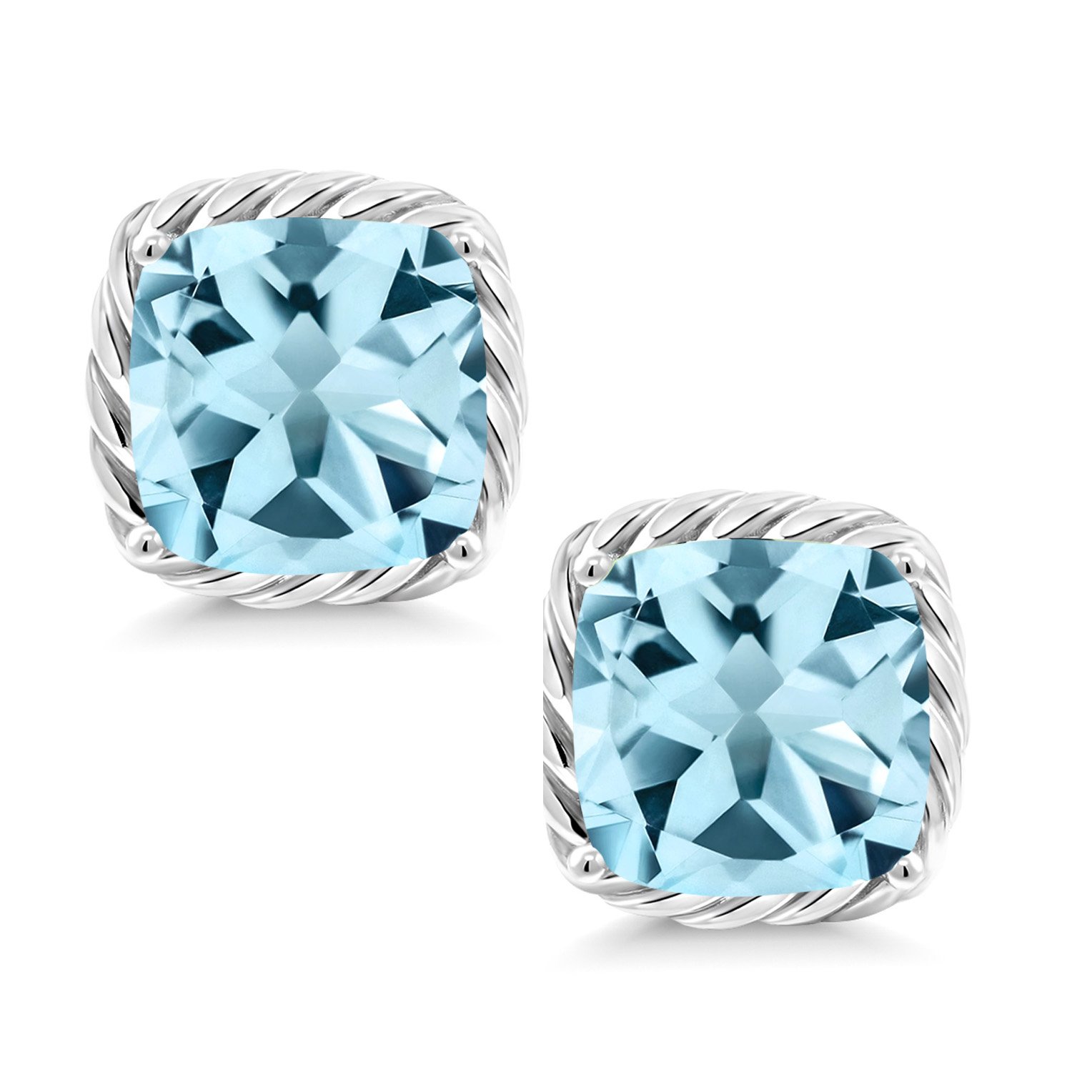 10K White Gold 7MM Cushion Cut Birthstone Stud Earrings for Women & Men | Gemstone Jewelry Gifts for Her, Mom, Wife | Anniversary, Birthday, Valentine's Day Present | Fine Jewelry for Everyday Wear & Special Occasions