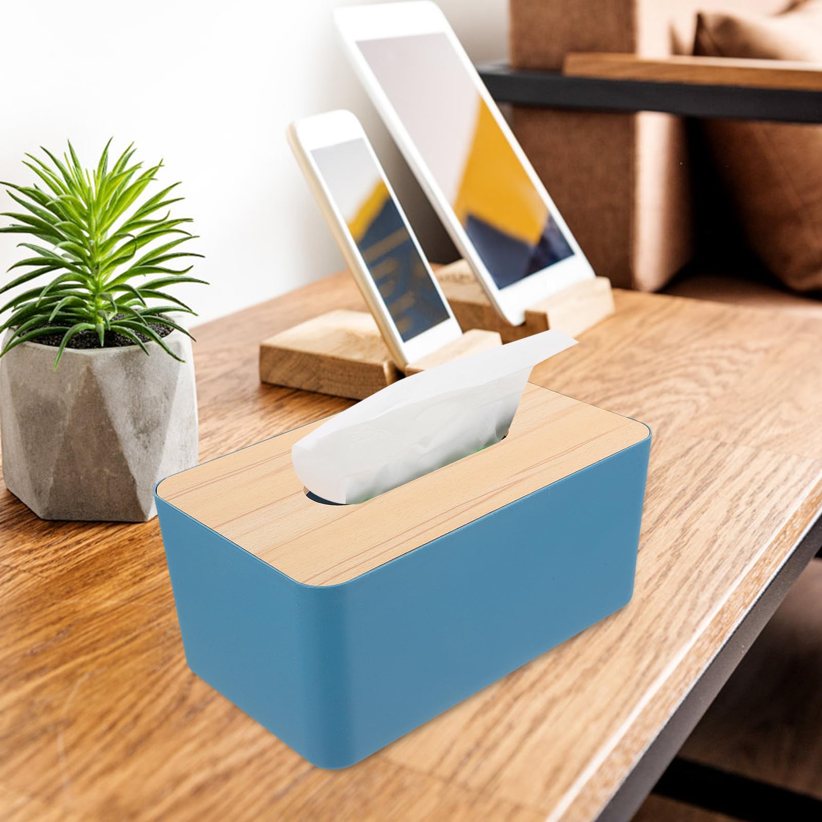 LIFKOME Wooden Lid Paper Storage Box - Organize Office Supplies, Plastic Napkins & Toiletries | Perfect for Home, Office & Bathroom Organization