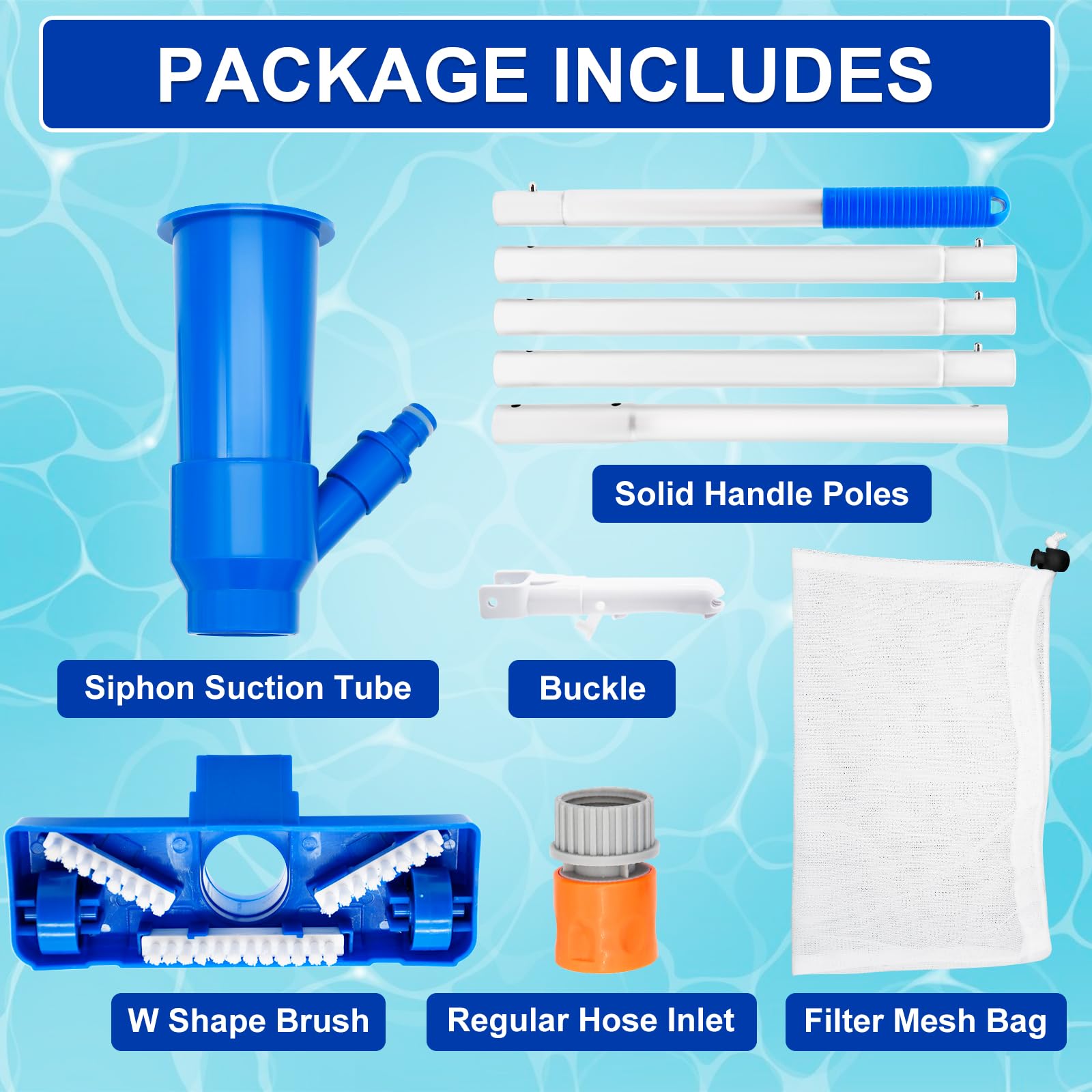 2025 Upgraded Handheld Pool Vacuum for Above Ground Pools - Portable Swimming Pool Jet Vacuum Cleaner Kit with Brush & 5-Section 70