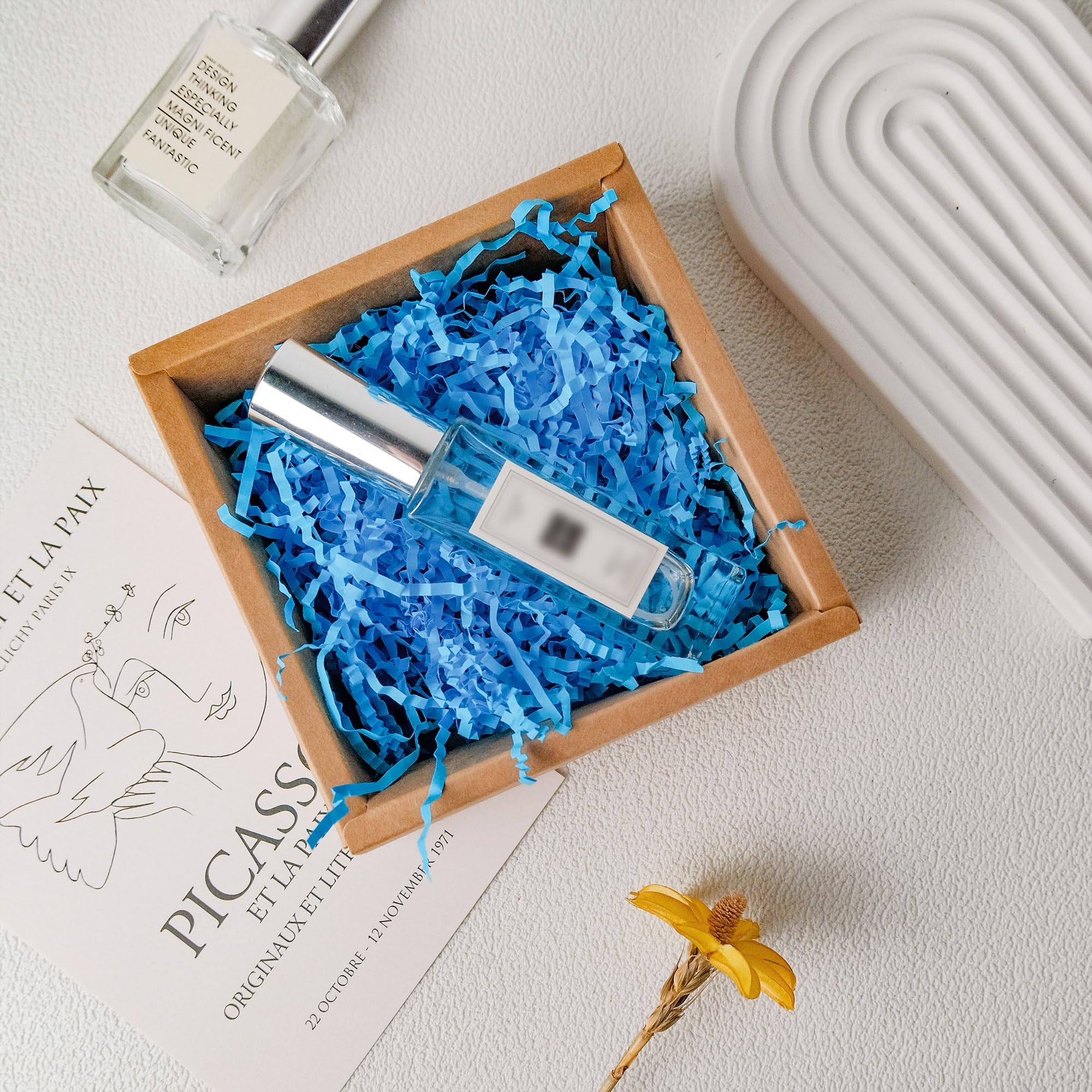TCAIRG Light Blue Crinkle Cut Paper Shred Filler (1/2 LB) - Premium Gift Wrapping & Basket Filling Material, Decorative Box Confetti, Packaging Stuffing for Birthday, Wedding, Baby Shower & Party Decorations