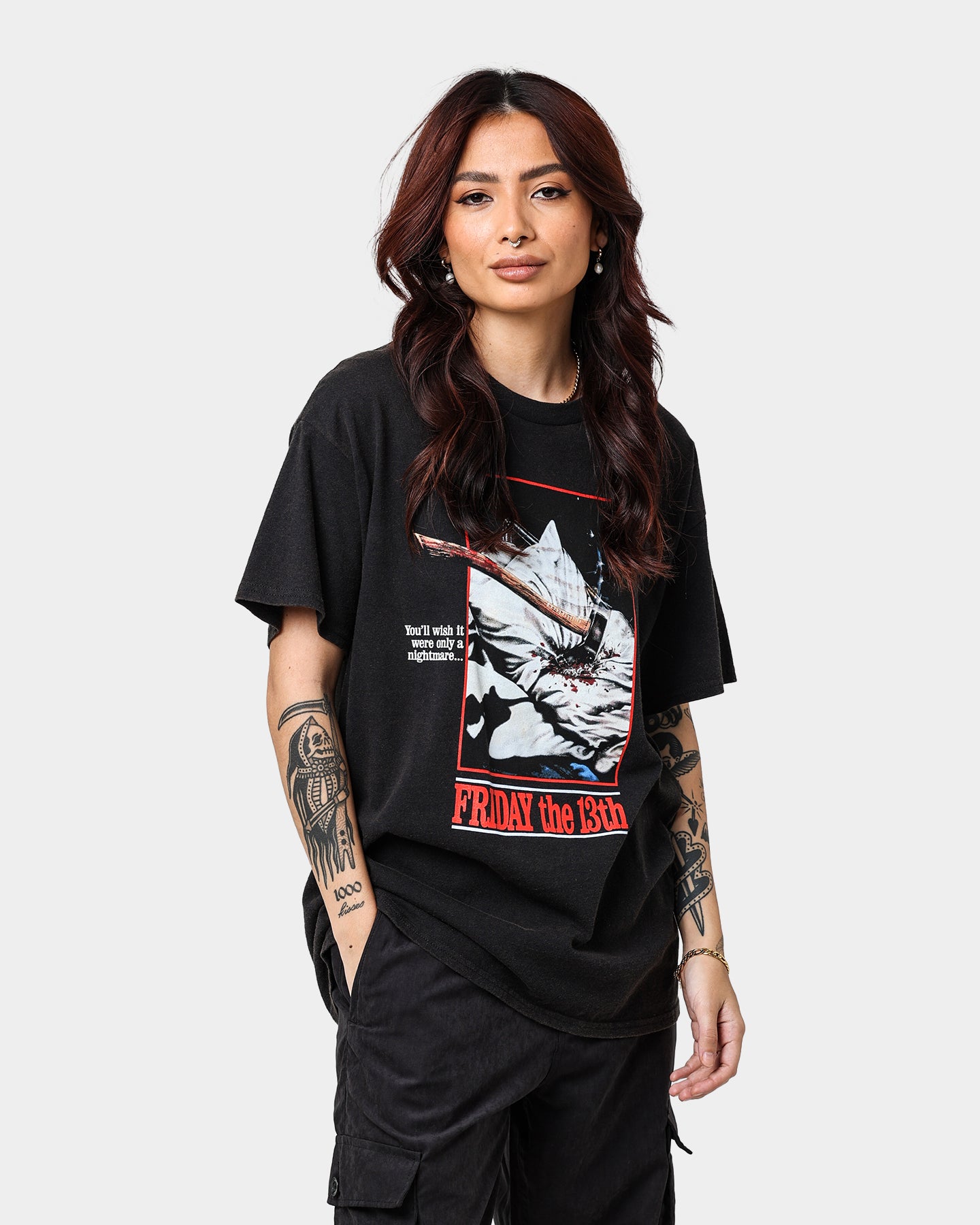 American Thrift Friday the 13th Vintage T-Shirt - Black Retro Horror Movie Tee for Halloween, Cosplay & Casual Wear