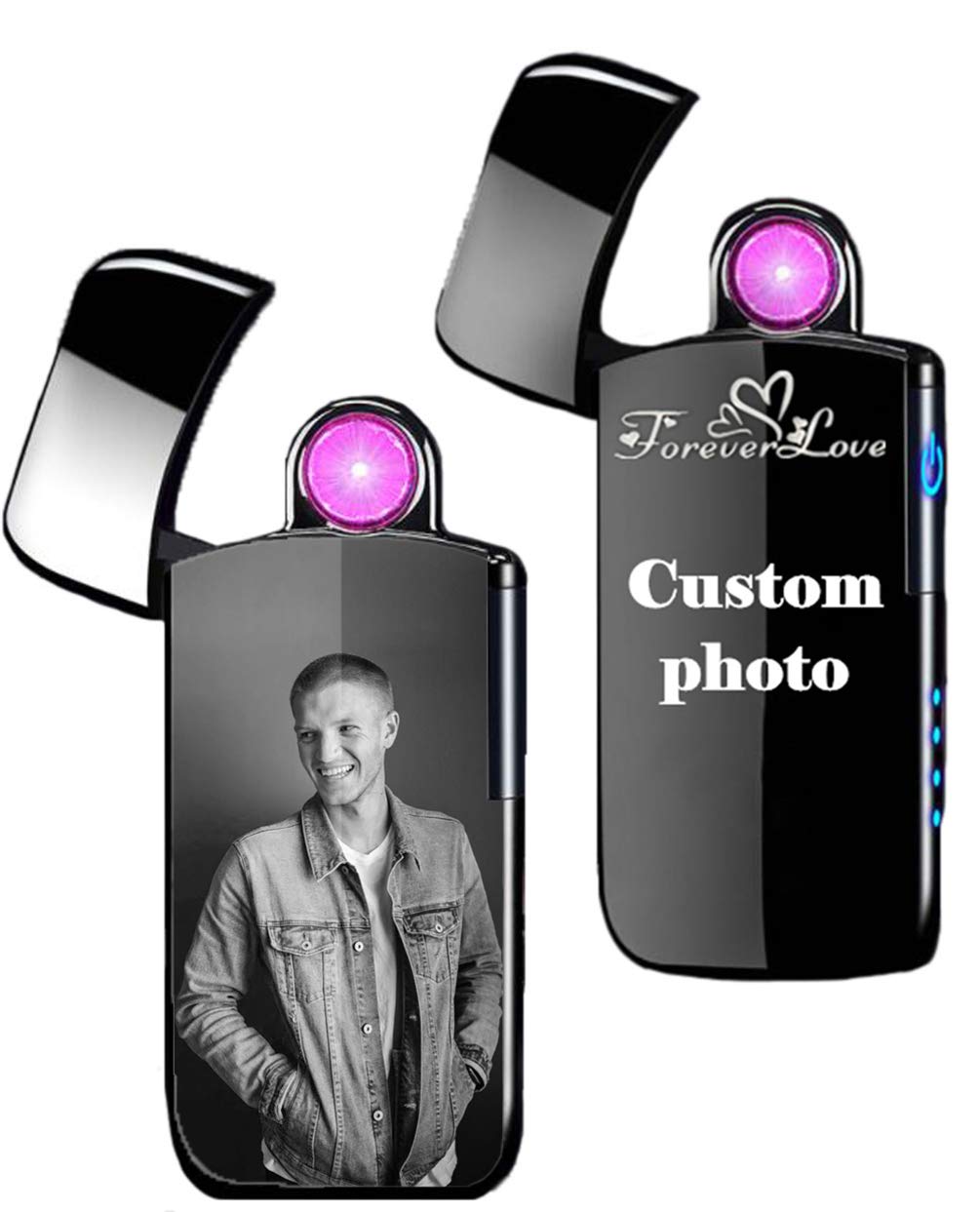 Custom USB Rechargeable Plasma Lighter - Windproof & Durable for Camping, Hiking, Outdoor Adventures