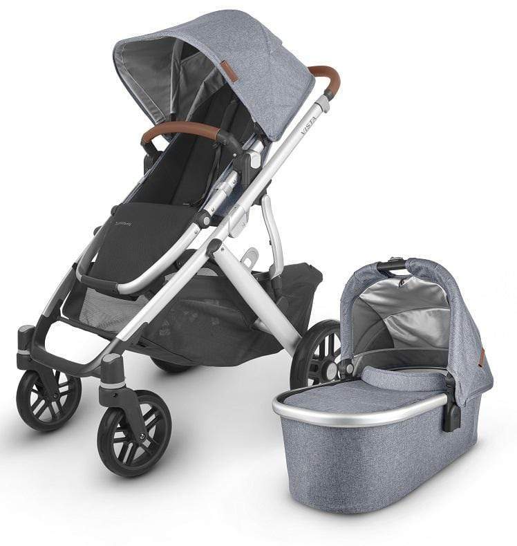 Uppababy Vista V2 2020 Stroller - Gregory Blue Melange | Lightweight Travel System with Bassinet | Perfect for City Walks & Family Outings