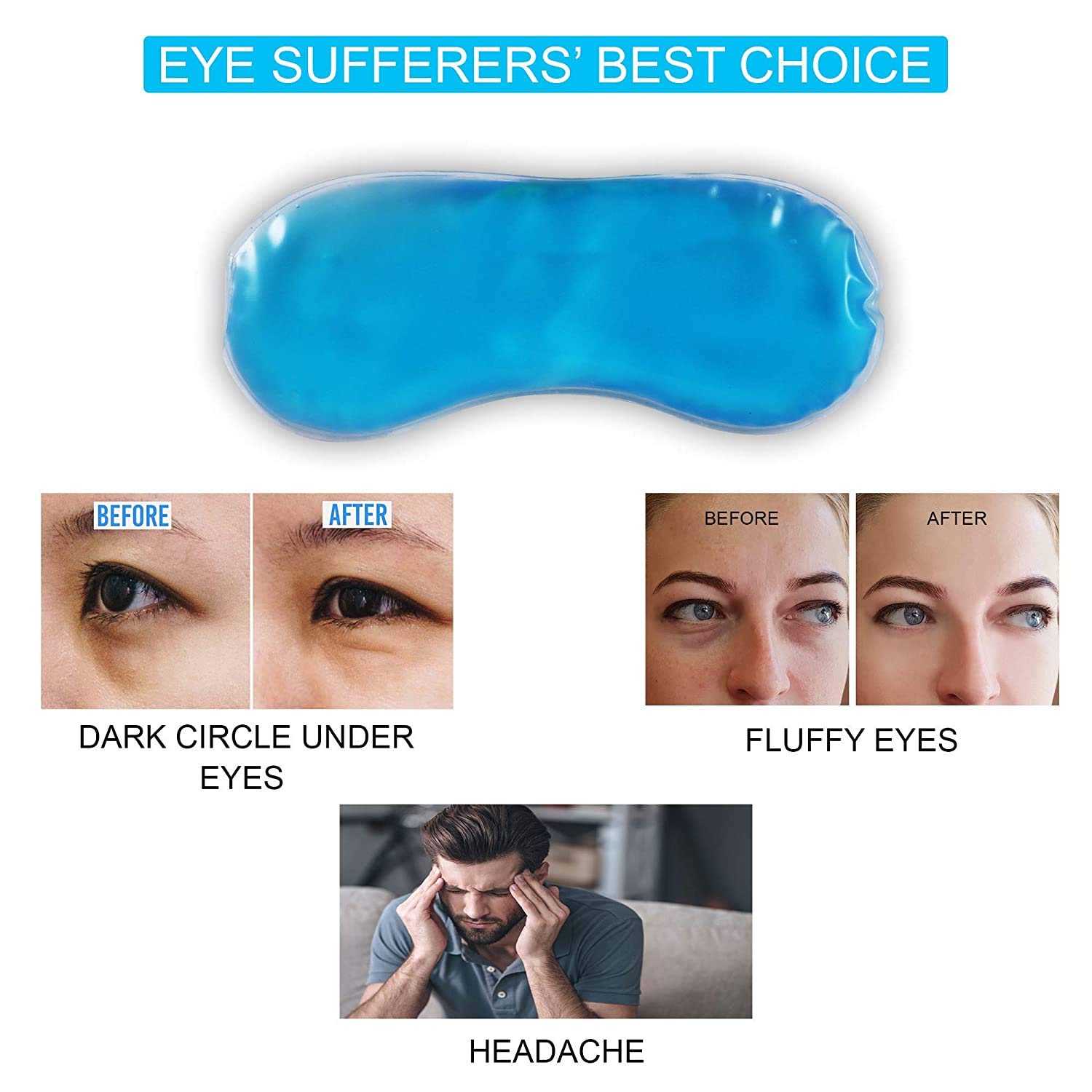 Cooling Gel Eye Mask for Sleeping - Printed Sleep Mask for Men & Women - Relieves Dark Circles, Puffy Eyes & Eye Fatigue - Perfect for Night Use, Travel & Relaxation