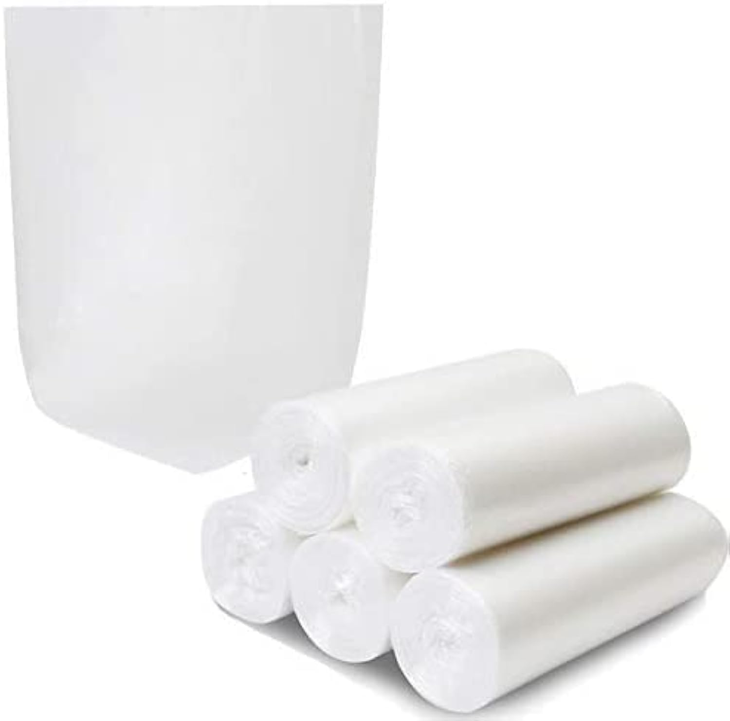 4 Gallon Trash Bags - 125 Count Heavy Duty Garbage Bags, Strong Waste Bin Liners for Kitchen, Home, Bedroom, Bathroom & Office (Clear White) - Perfect for Daily Waste Disposal & Small Trash Cans