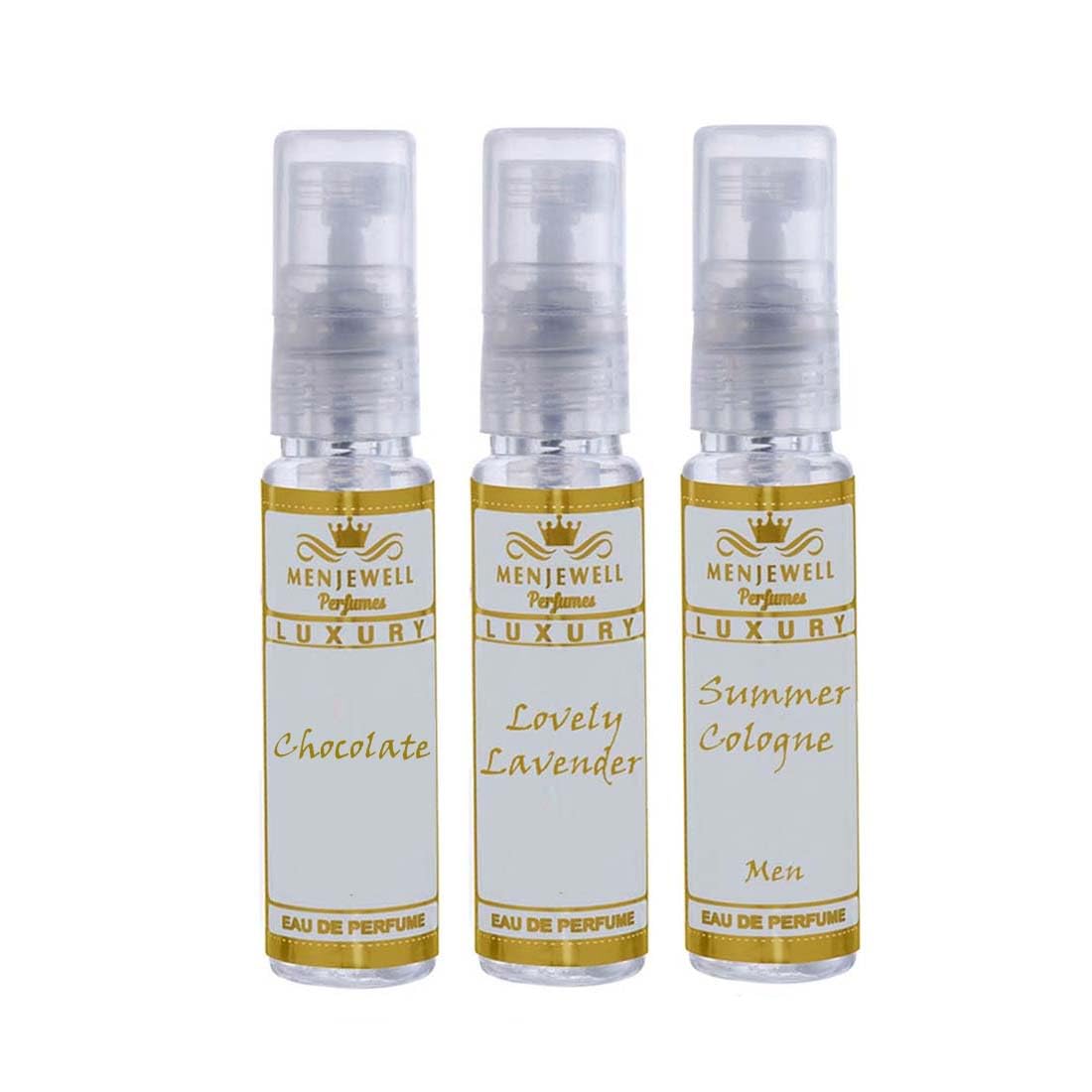 Menjewell Chocolate & Lavender Love Summer Cologne Eau De Parfum Set - 3x30ml Women's Pocket Perfume Combo | Romantic Date, Office & Everyday Fragrance