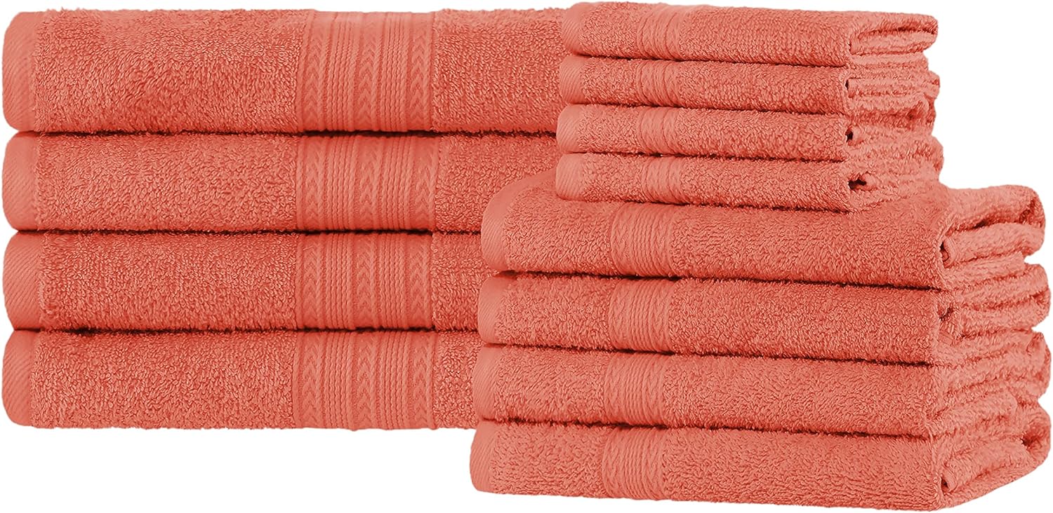 Premium 12-Piece Organic Cotton Towel Set | Soft, Eco-Friendly & Absorbent Bath Towels for Spa, Gym & Home Use