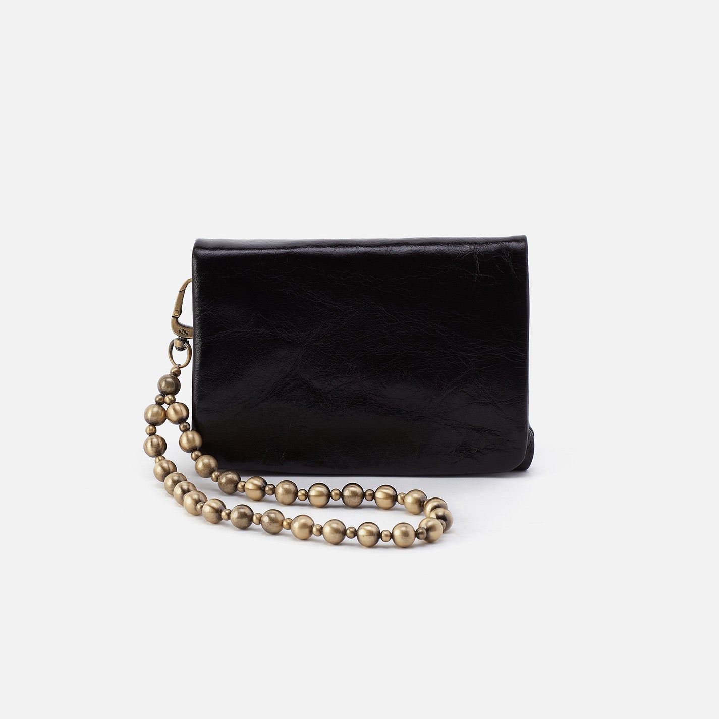 Ross Polished Leather Bead Wristlet Handbag - Black | Elegant Clutch for Evening Parties, Weddings & Special Occasions