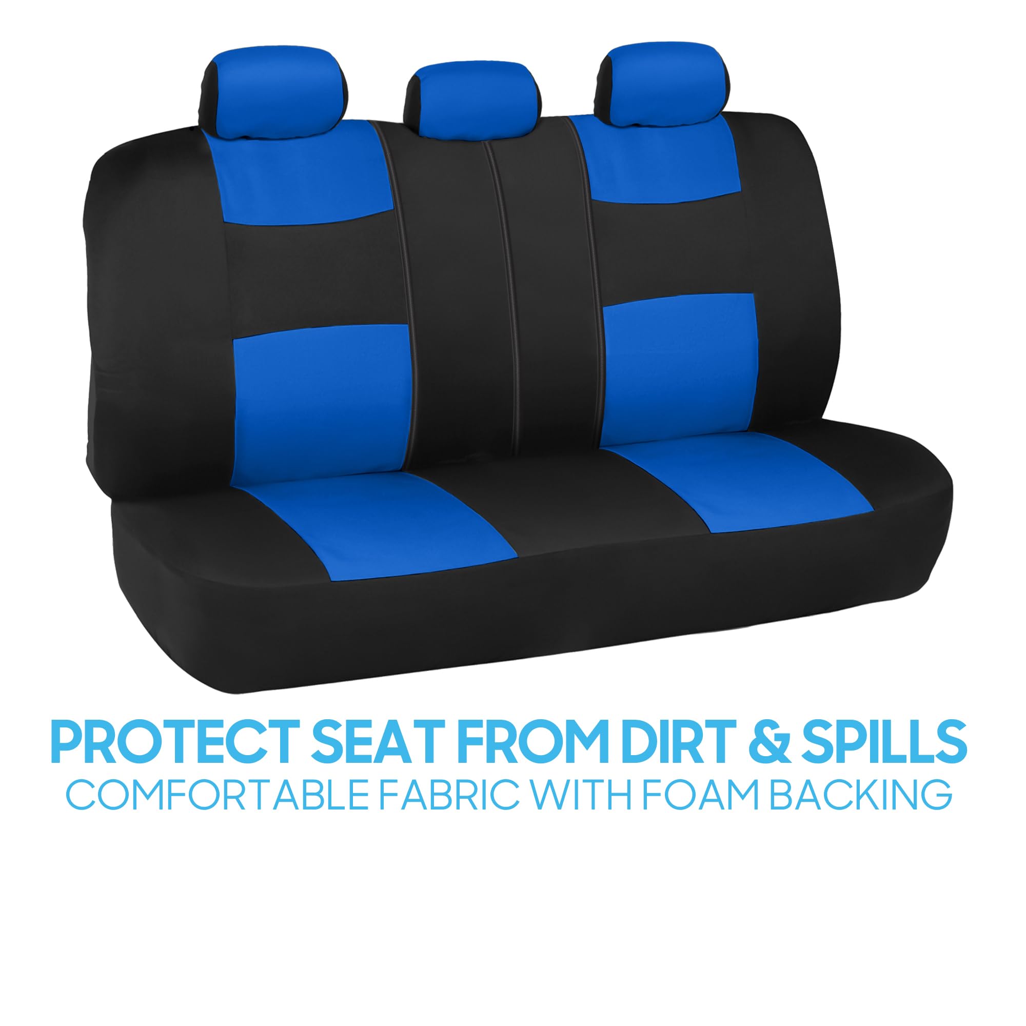Premium BDK PolyPro Car Seat Covers Full Set - Blue on Black Split Bench Design | Universal Fit for Cars, Trucks, Vans & SUVs | Easy Installation | Durable Auto Accessories | Perfect for Daily Commute, Road Trips & Family Protection