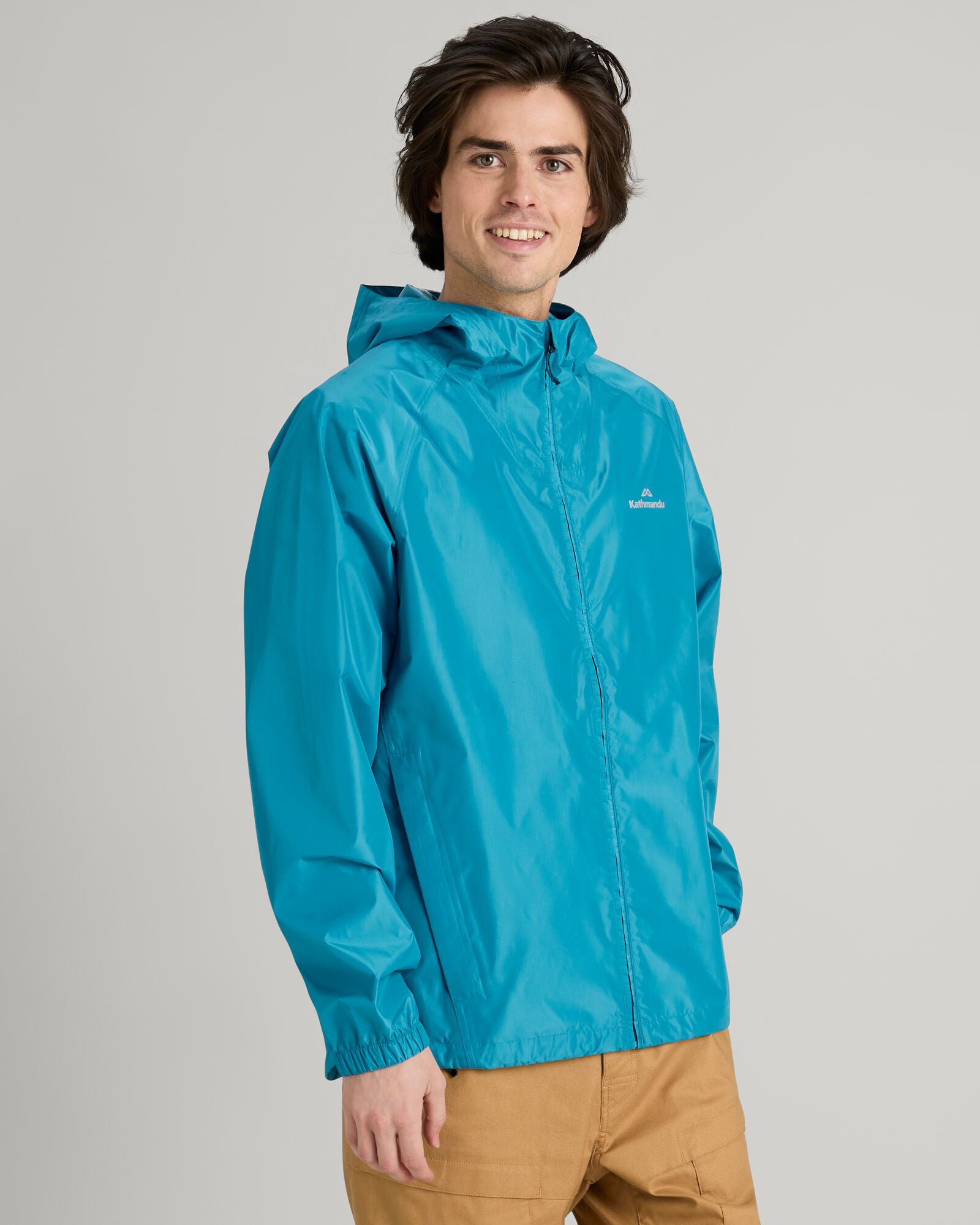 Waterproof Men's 2-Layer Rain Jacket with Pockets - Lightweight & Breathable for Hiking, Camping & Outdoor Activities