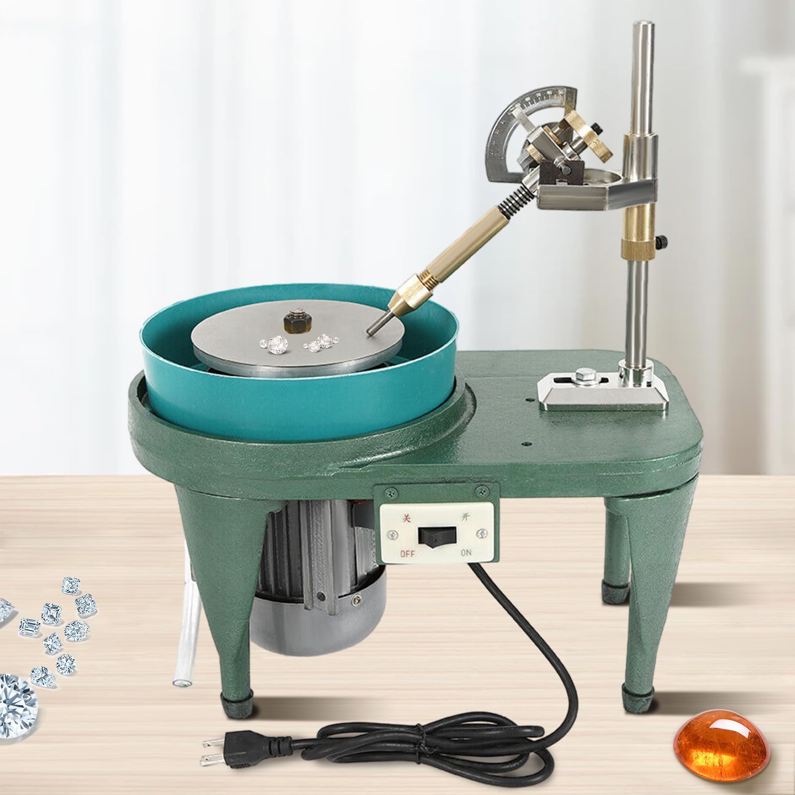 Professional Jewelry Polishing Machine 110V 60Hz 180W - Gemstone Grinding & Faceting Benchtop Polisher Tool for Jewelers, DIY Crafts, and Gemstone Enthusiasts - Perfect for Jewelry Making, Stone Cutting, and Metal Polishing Workshops