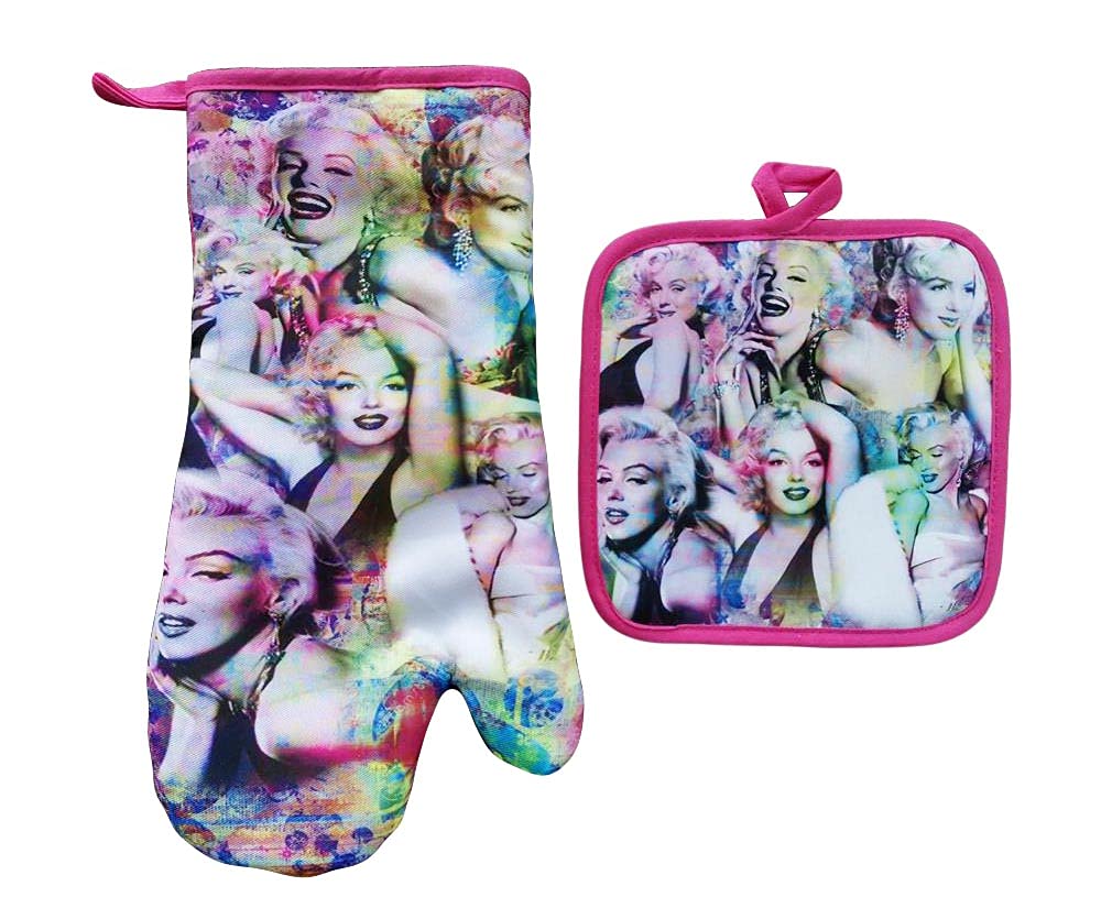 Norma Jeanne as Marilyn Monroe Pot Holder & Oven Mitt Set - Heat Resistant Kitchen Accessories for Cooking, Baking & Grilling - Perfect Gift for Home Chefs & Marilyn Monroe Fans