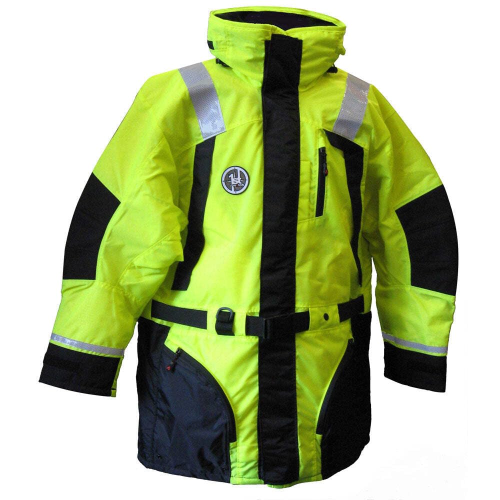 First Watch AC-1100 Flotation Coat - Hi-Vis Orange/Black - XL | Waterproof Safety Jacket for Boating, Fishing & Outdoor Work | US Seller Fast Shipping