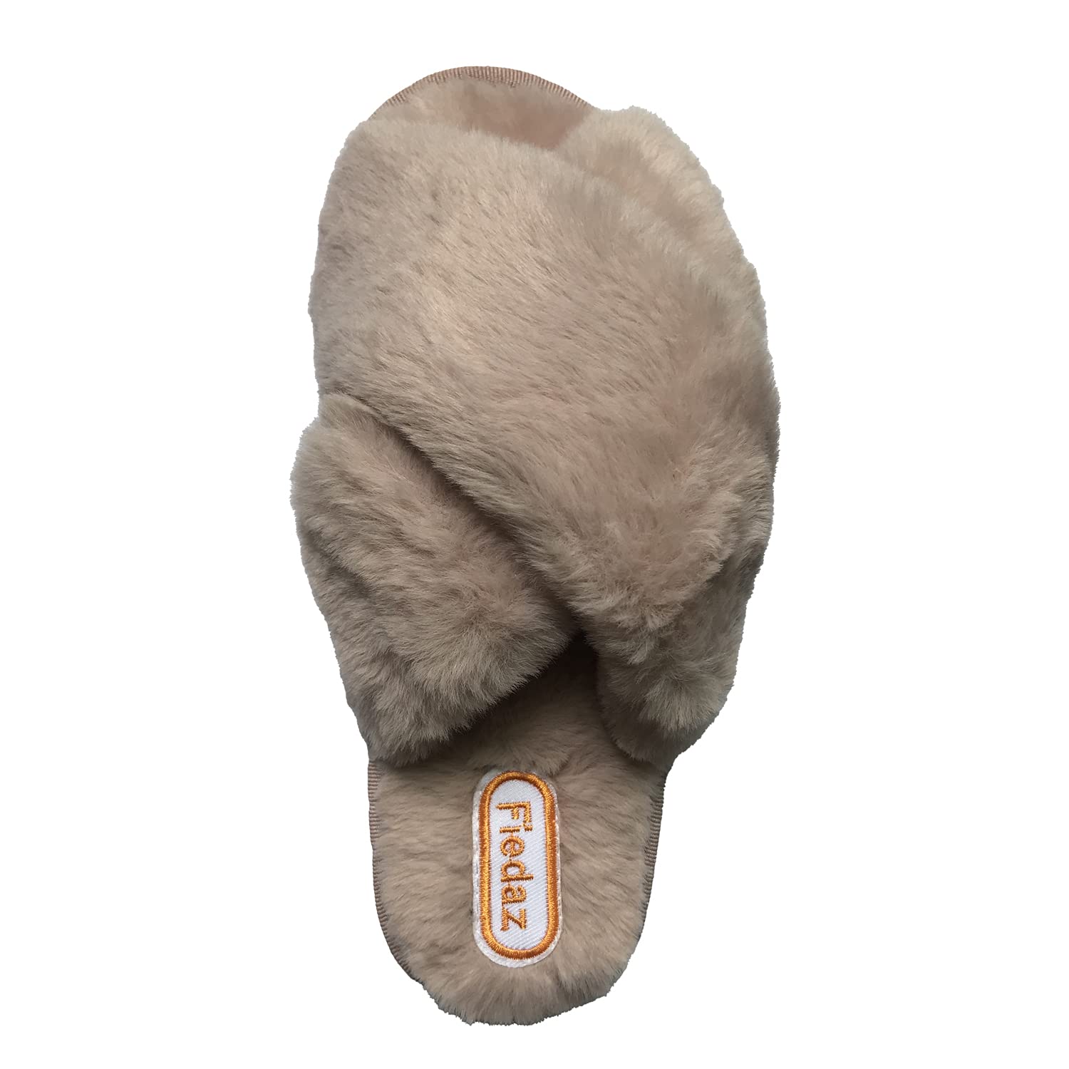 Fiedaz Girls Fluffy Slippers for Kids - Cute Fuzzy Open Toe House Shoes with Warm Fur & Cross Band - Plush Indoor Slides for Home, School & Sleepovers (Pink/Blue)