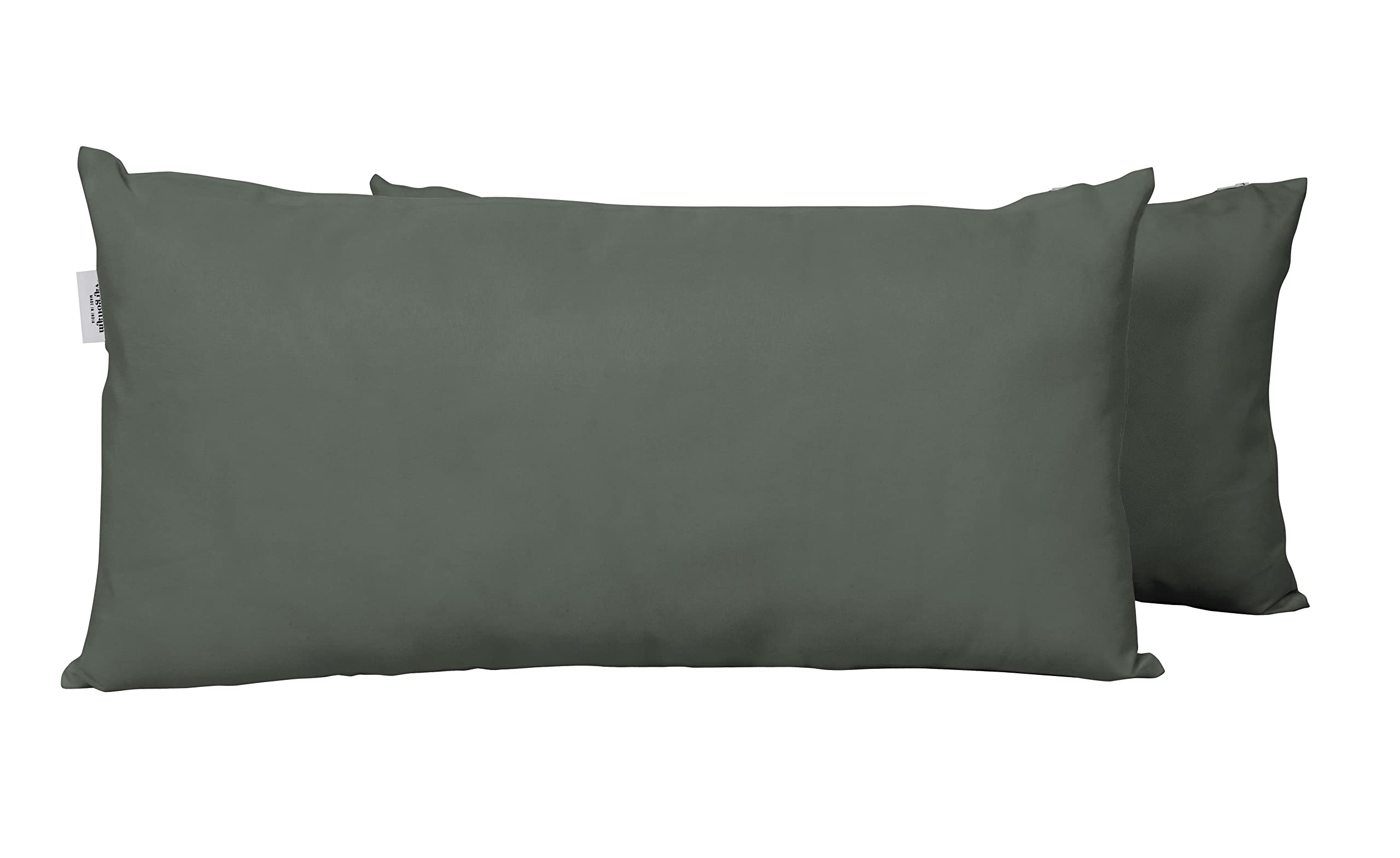 All-Weather Waterproof Polyester Lumbar Pillow Set of 2 - Indoor/Outdoor Decorative Throw Pillows for Patio Furniture, Sofa & Bed - Dark Gray