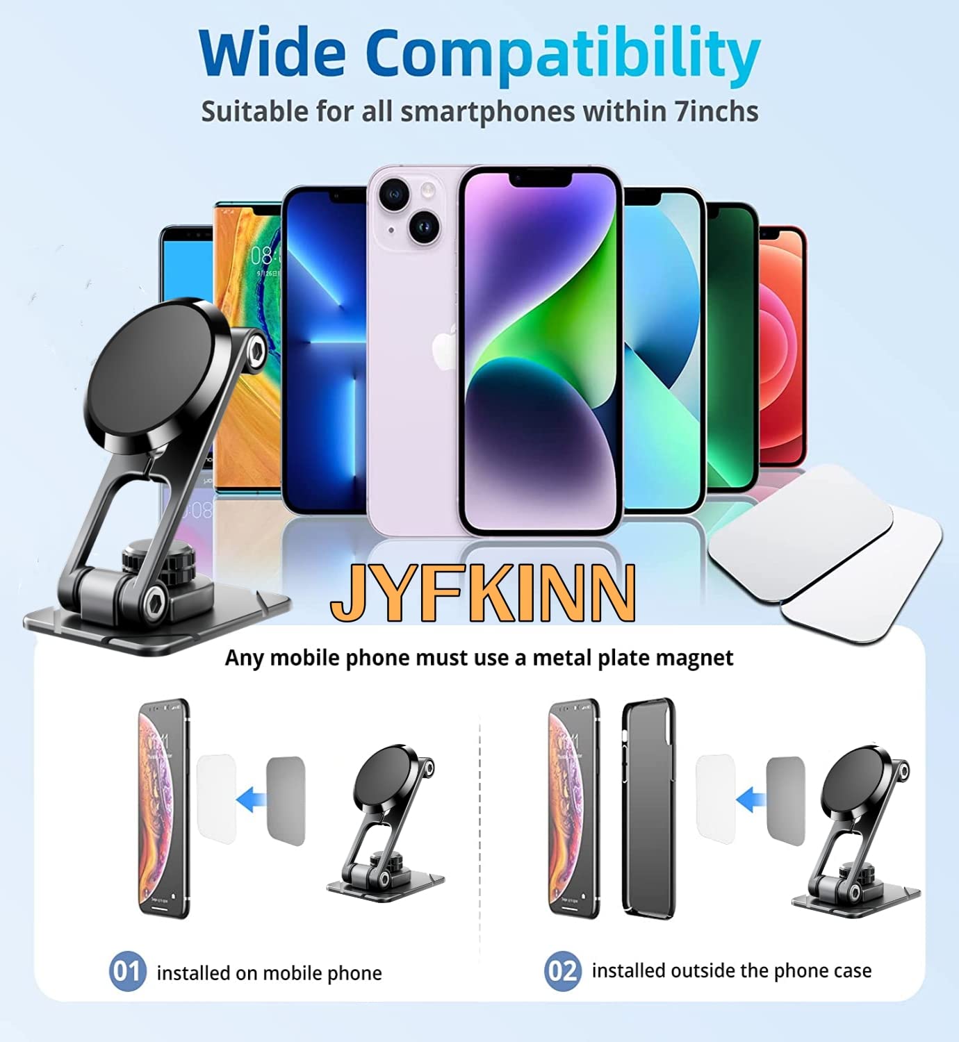 Strong Magnetic Phone Holder for Car - 6 Alloy Magnets, 360° Rotation Dashboard Mount - Universal Fit for All Smartphones (Black) - Perfect for Hands-Free Driving & GPS Navigation