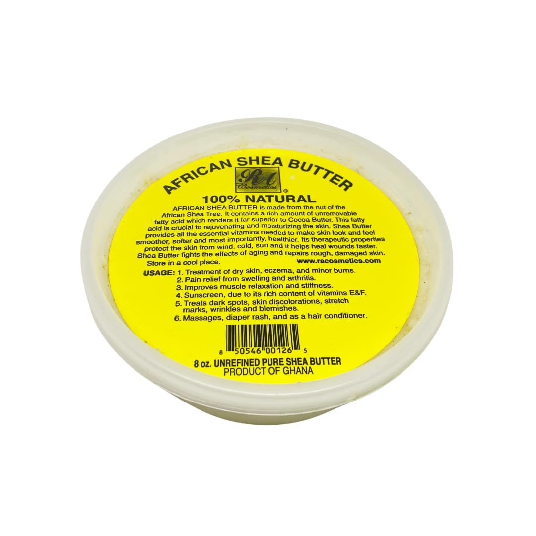 Pure Raw Unrefined African Shea Butter from Ghana - Ivory Color, 8oz Jar - Natural Moisturizer for Skin & Hair Care