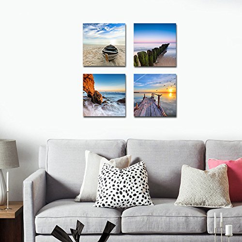 Wieco Art Beach Canvas Wall Decor - Ocean Seascape Painting for Bathroom, Bedroom & Coastal Home Decor - Perfect for Nautical Themed Spaces & Relaxing Coastal Vibes