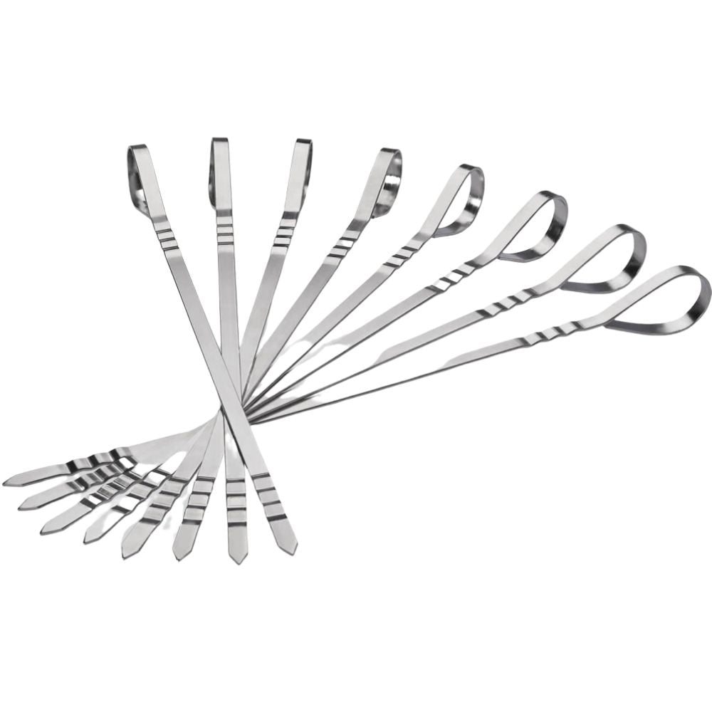 Napoleon 70015 8-Piece Stainless Steel BBQ Skewers Set - Reusable, Multi-Purpose Grilling Skewers for Shish Kabob, Meat, Vegetables - Perfect for Outdoor Cooking, Camping & Backyard BBQs