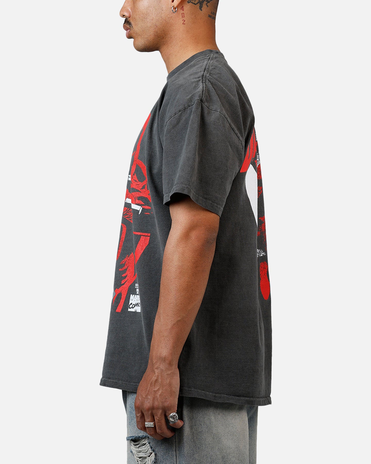 Marvel Daredevil Comic Heavyweight T-Shirt for Men - Black Washed Cotton Tee - Superhero Graphic Shirt for Cosplay, Comic Con & Casual Wear