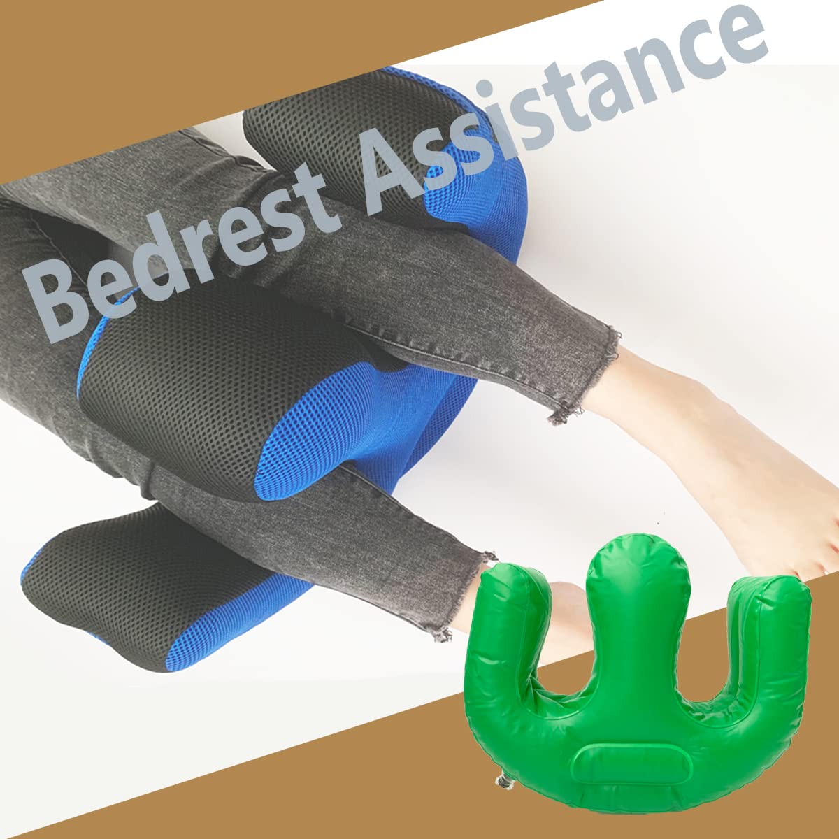 MESINURS Inflatable Bed Rest Turning Aid Device - Adjustable Leg Lift Assist Pillow for Bedridden Elderly, Disabled & Pregnancy Support - Home Care & Hospital Use