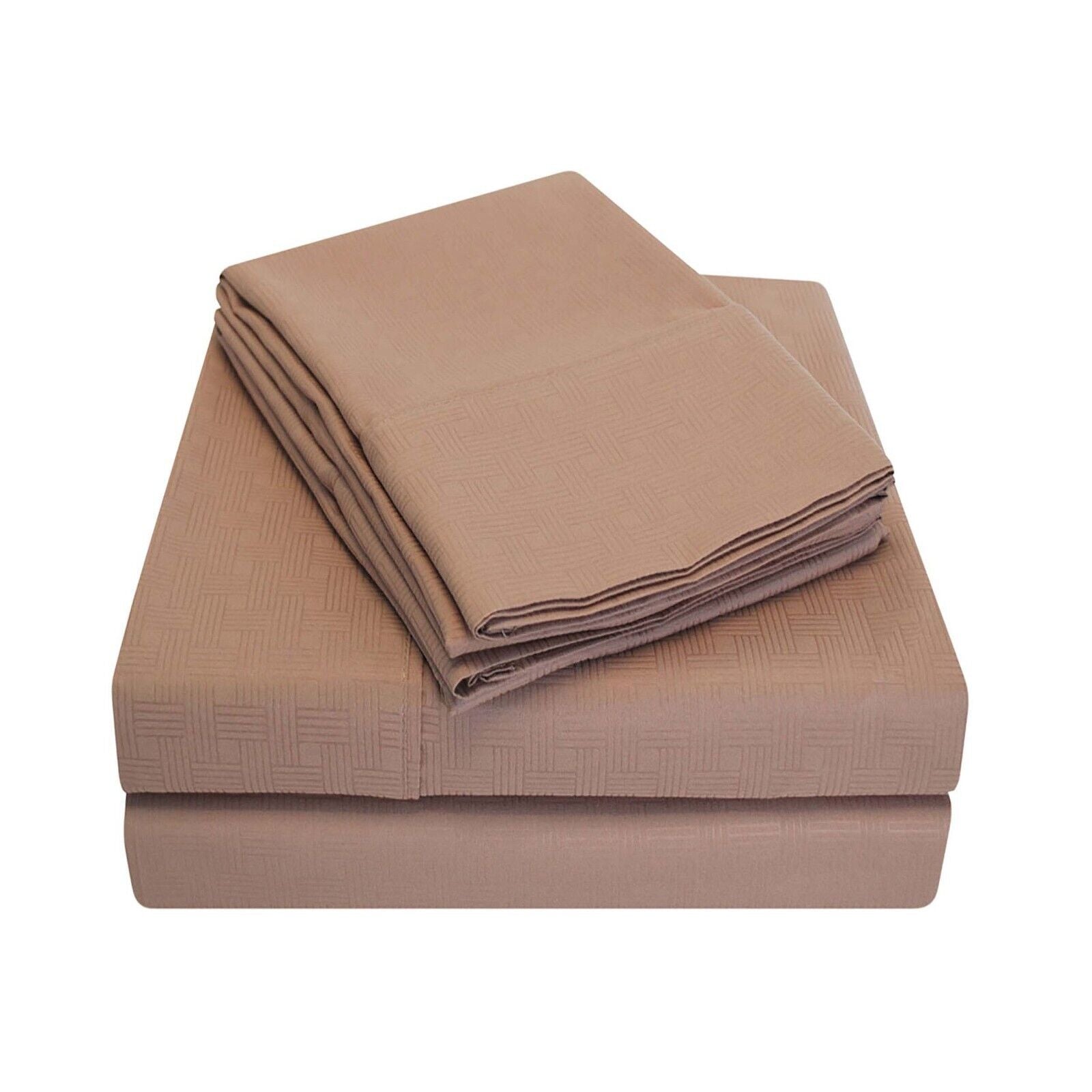 Embossed Basketweave Deep Pocket Wrinkle Resistant Sheet Set - Queen Size 4-Piece Bedding Set for Luxury Comfort - Perfect for Master Bedroom, Guest Room & Vacation Homes