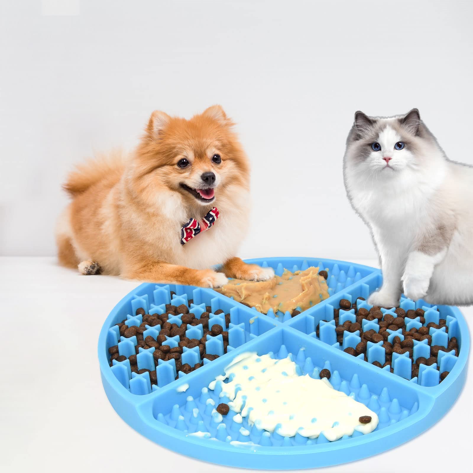 Bongpuda Silicone Licking Mat for Dogs & Cats - Slow Feeder Bowl & Cat Food Dispenser - Pet Calming Treat Mat for Yogurt, Peanut Butter - Perfect for Anxiety Relief, Mealtime Enrichment & Grooming Sessions