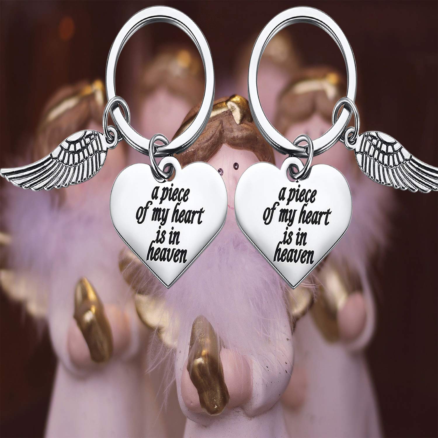 Heavenly Angel Wings Memorial Keychain - 2PCS Sympathy Gift for Loss, Miscarriage Comfort Keepsake for Mothers & Friends | Thoughtful Bereavement Gift for Grieving Loved Ones (Perfect for Funerals, Memorial Services & Healing Gifts)