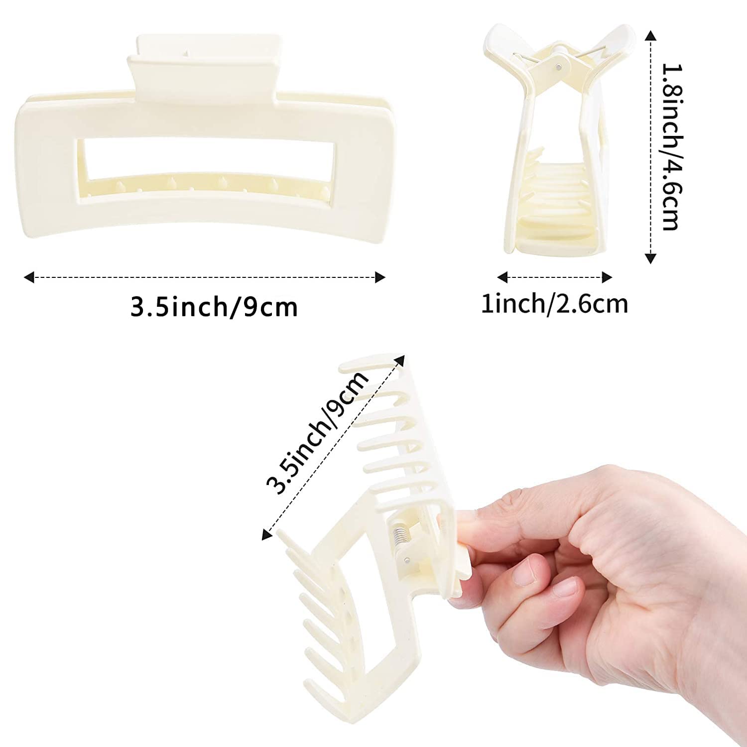 4 PCS Large Hair Claw Clips for Thick Hair - Strong Hold Non-Slip Rectangular Jaw Clips with Matte French Design | Perfect Hair Accessories for Women, Gifts for Her | Great for Work, Gym, Travel and Everyday Styling