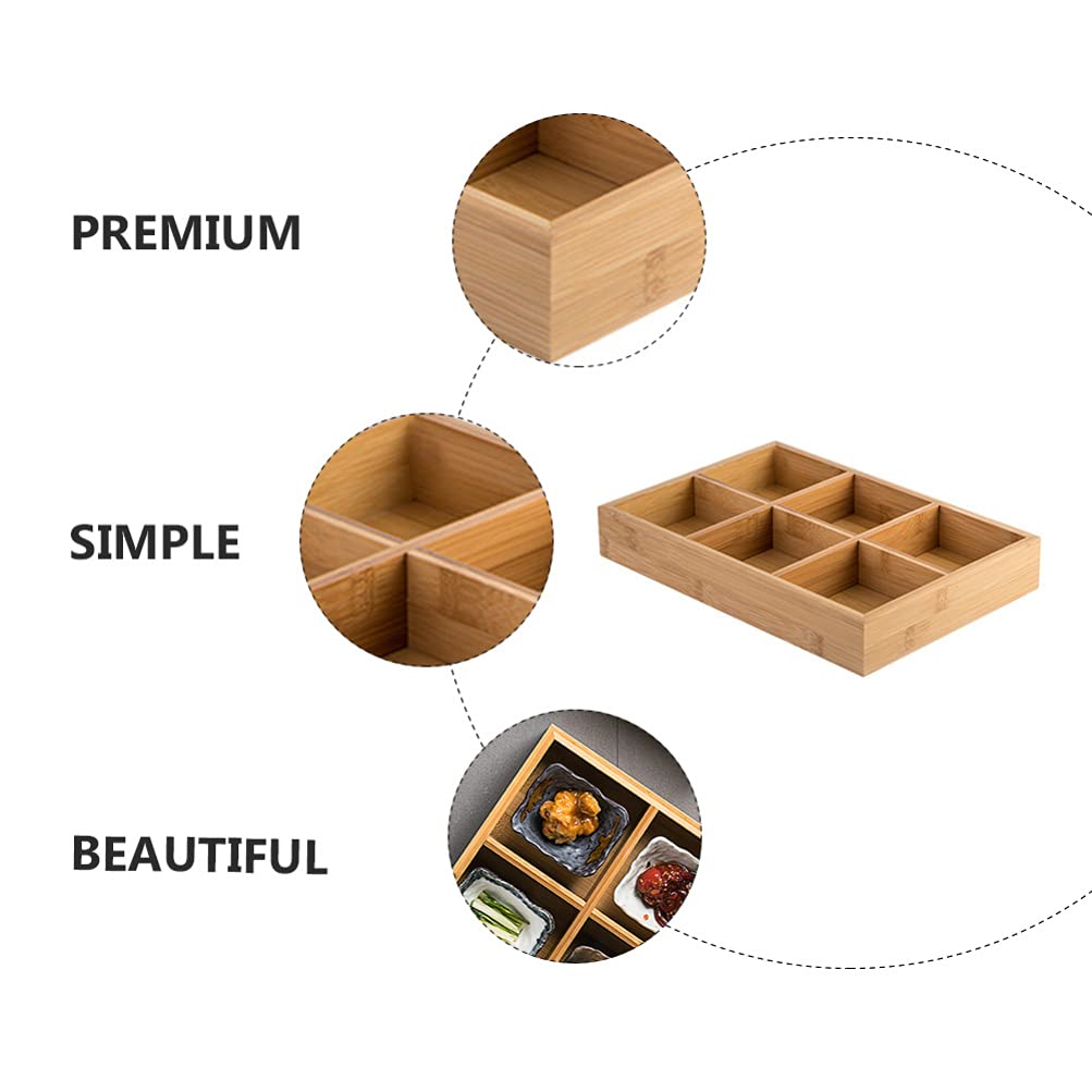 Bamboo Divided Serving Tray with Compartments - Wooden Snack Plate for Vegetables, Hot Pot, Dinner & Party Food | Eco-Friendly Compartmented Dish for Entertaining, Picnics & Family Meals