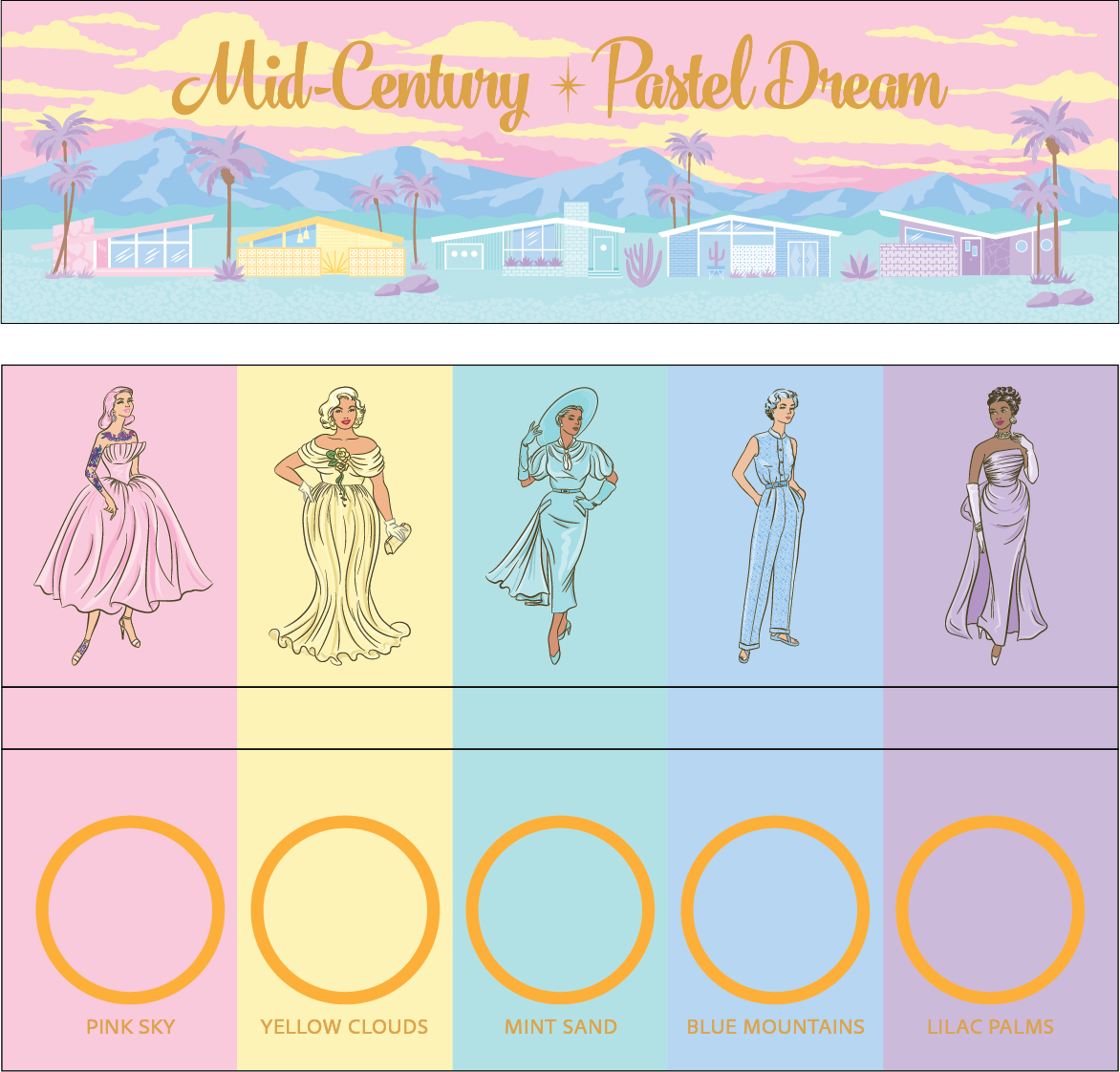 Vintage Pastel Eyeshadow Palette - Soft Matte & Shimmer Shades for Everyday & Party Makeup | Mid Century Inspired Cosmetic Collection