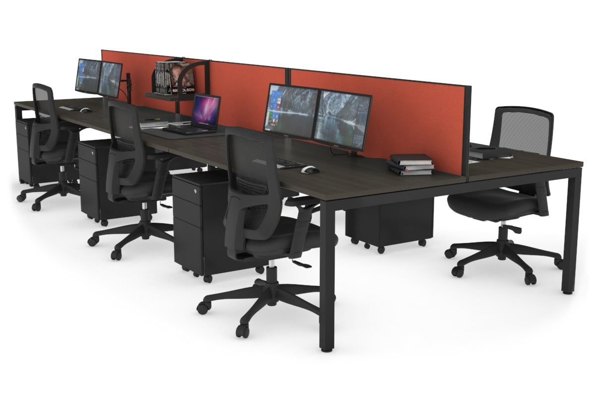 Quadro Square Legs 6-Person Office Workstation - 1800L x 800W with Cable Management - Ideal for Collaborative Workspaces & Open Office Environments